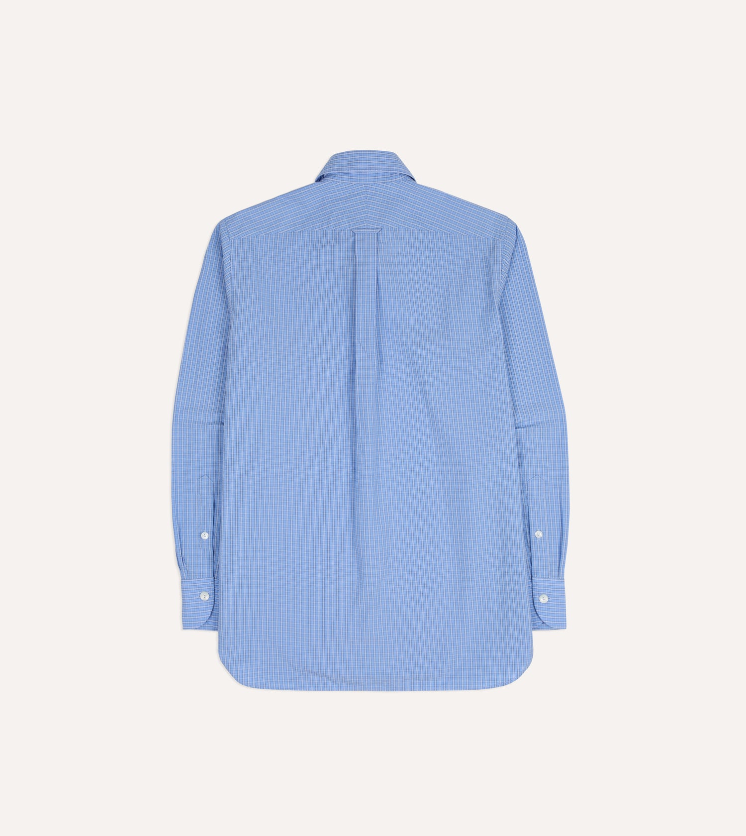 Blue Check Cotton Long Point Collar Shirt