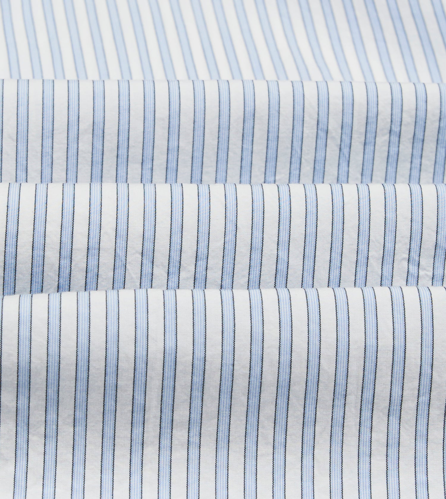 Blue and White Stripe Cotton Long Point Collar Shirt
