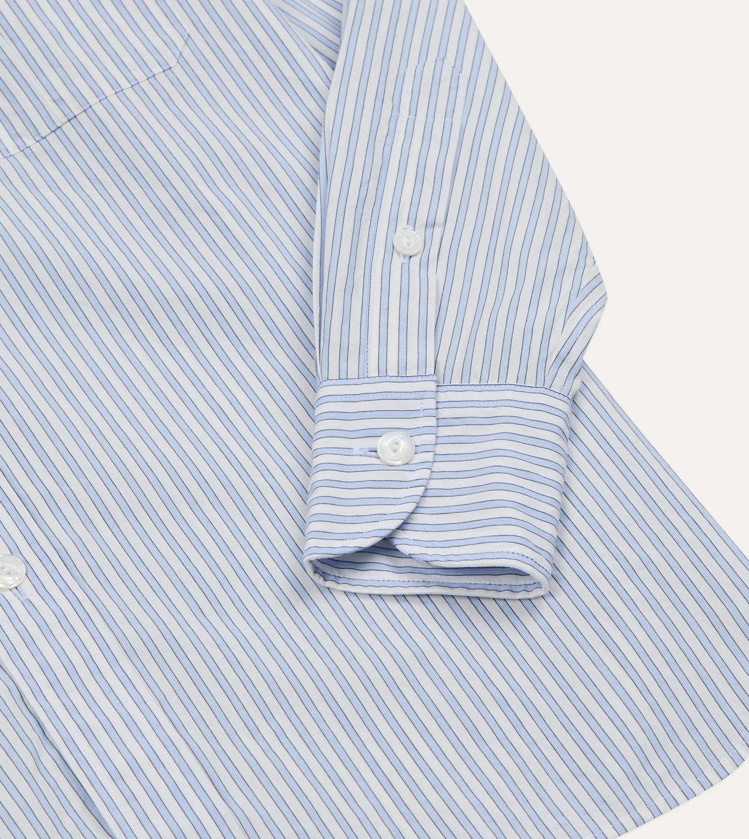 Blue and White Stripe Cotton Long Point Collar Shirt
