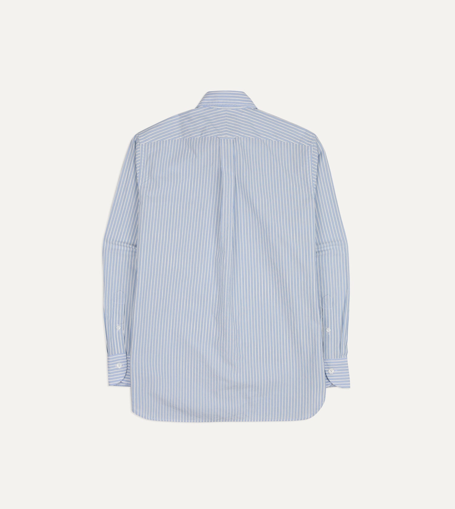 Blue and White Stripe Cotton Long Point Collar Shirt