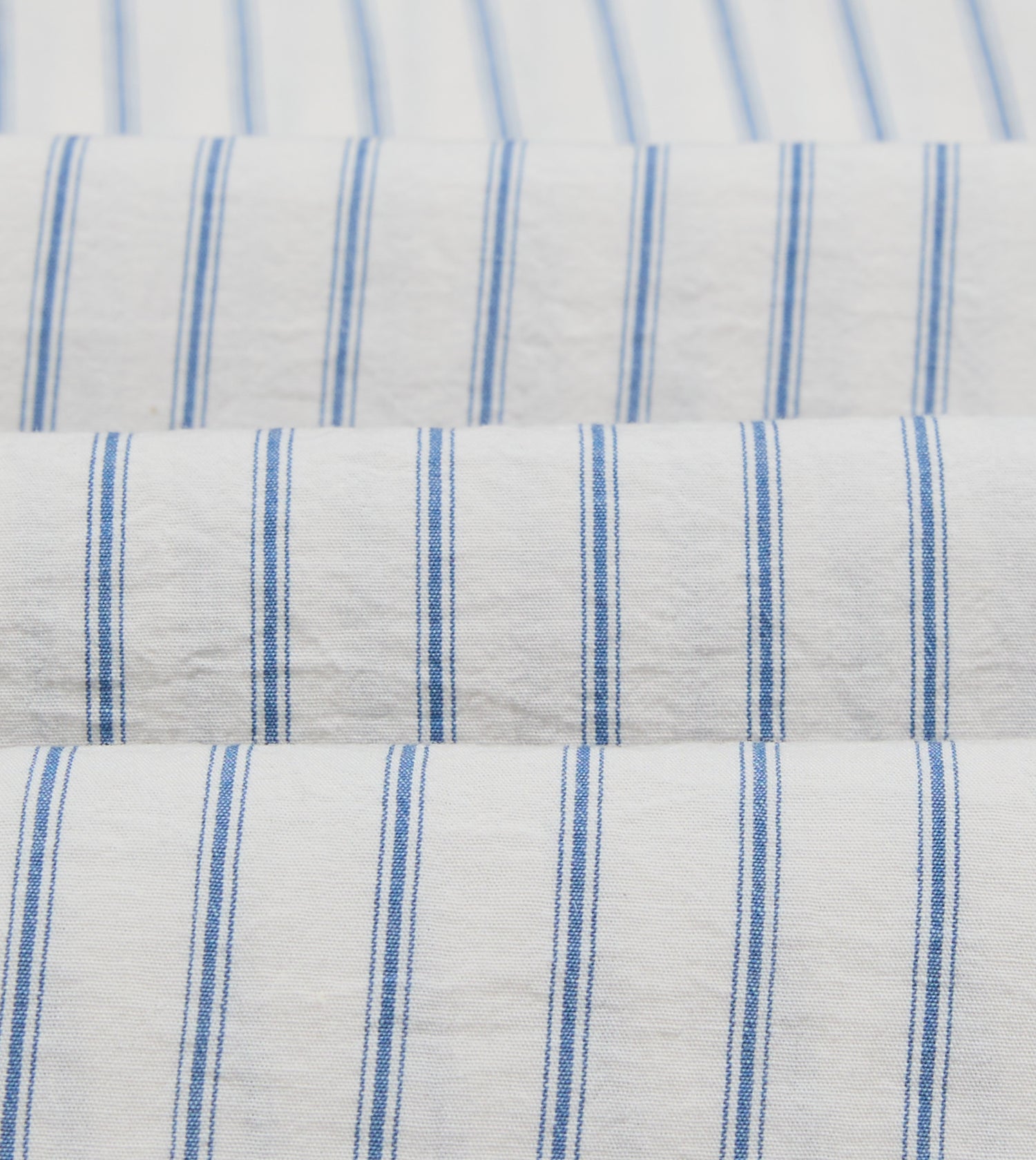 White and Blue Stripe Linen-Cotton Long Point Collar Shirt