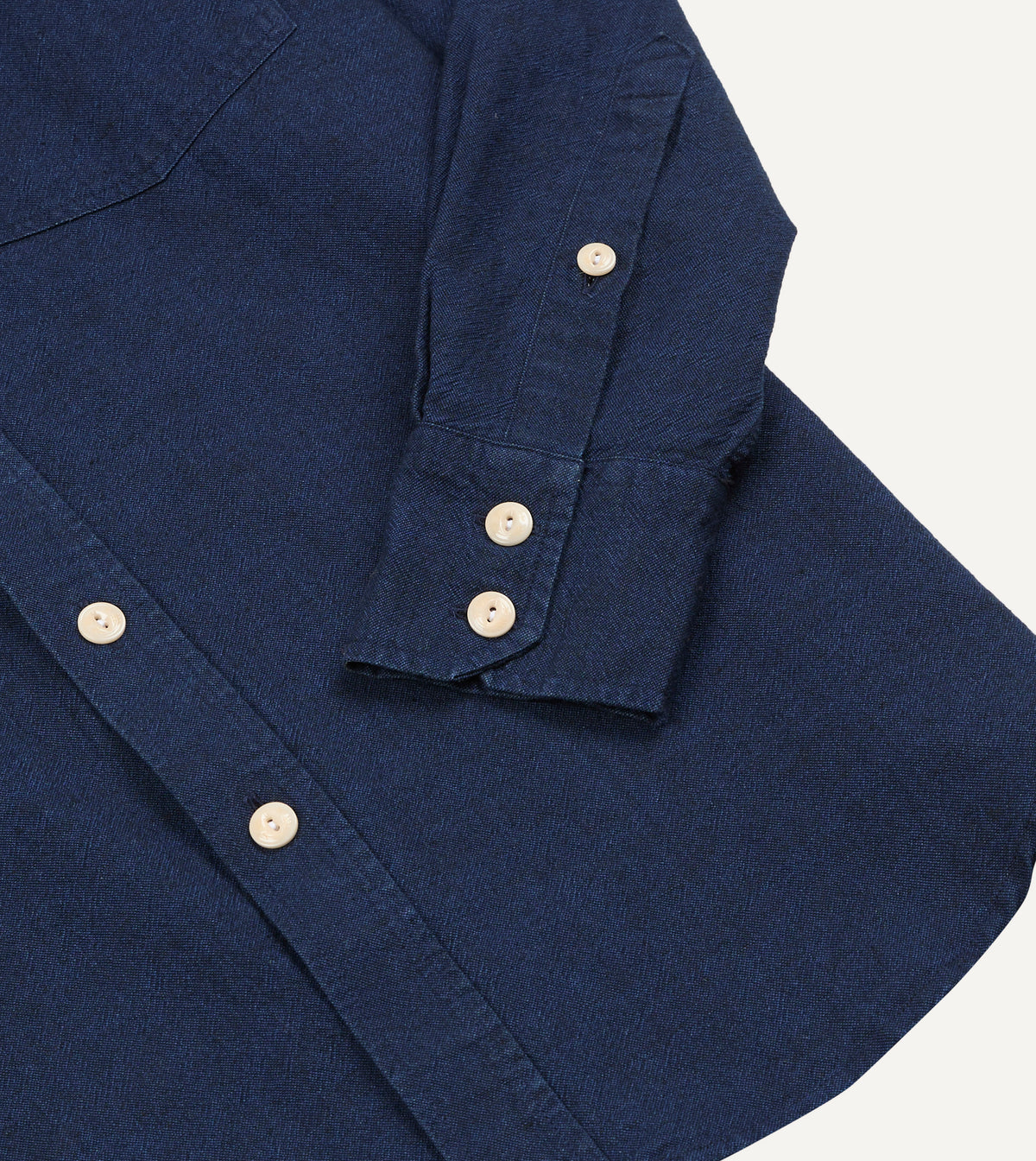 Indigo Cotton Long Point Collar Work Shirt