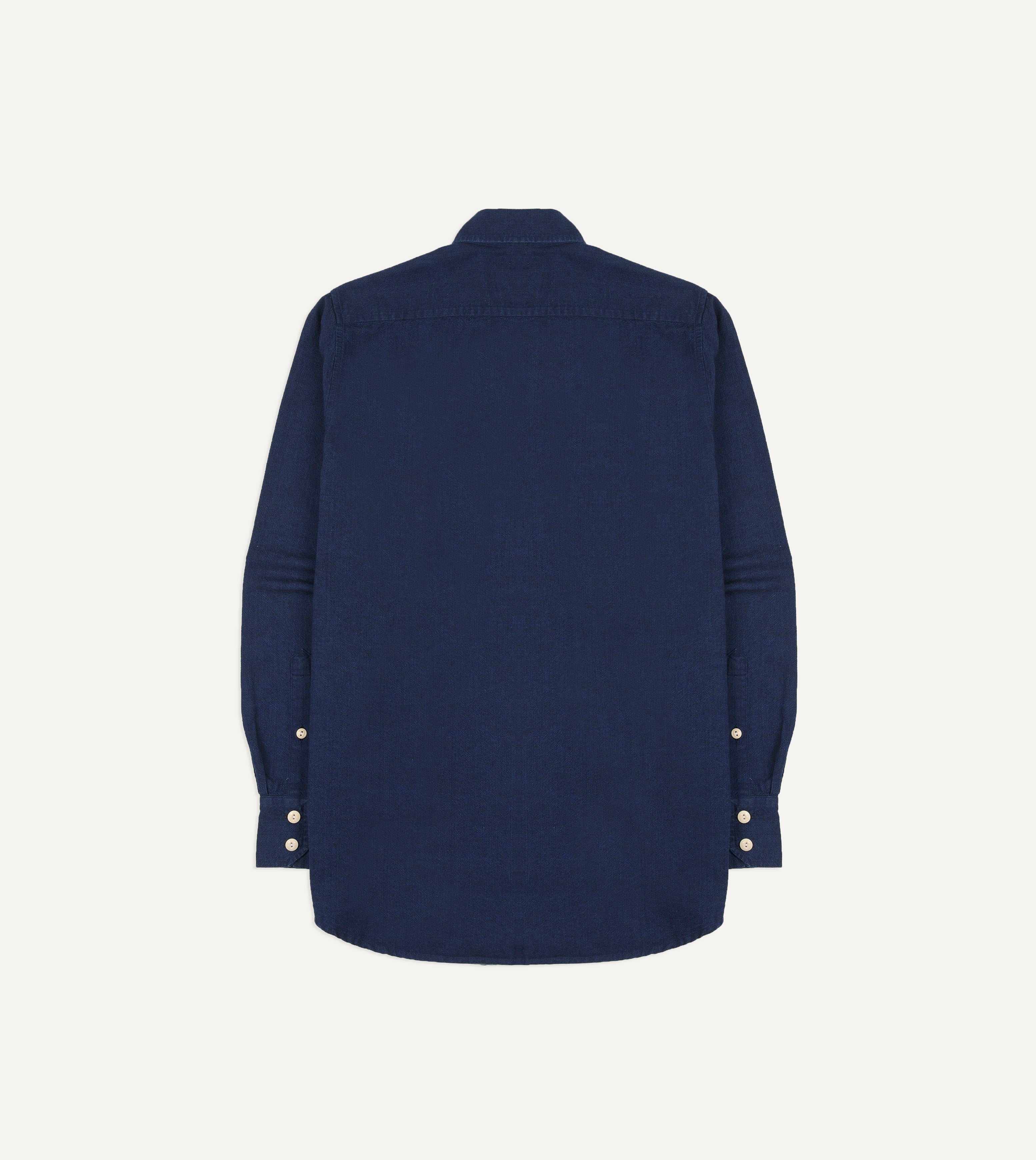 Indigo Cotton Long Point Collar Work Shirt