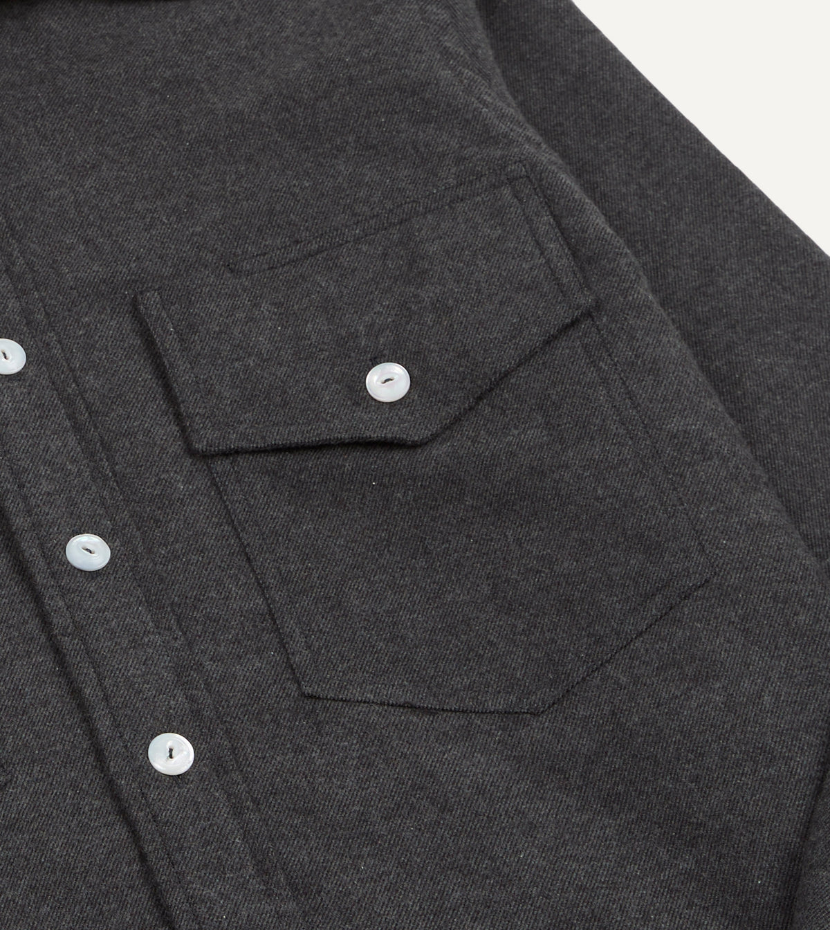 Grey Cotton Two-Pocket Long Point Collar Work Shirt