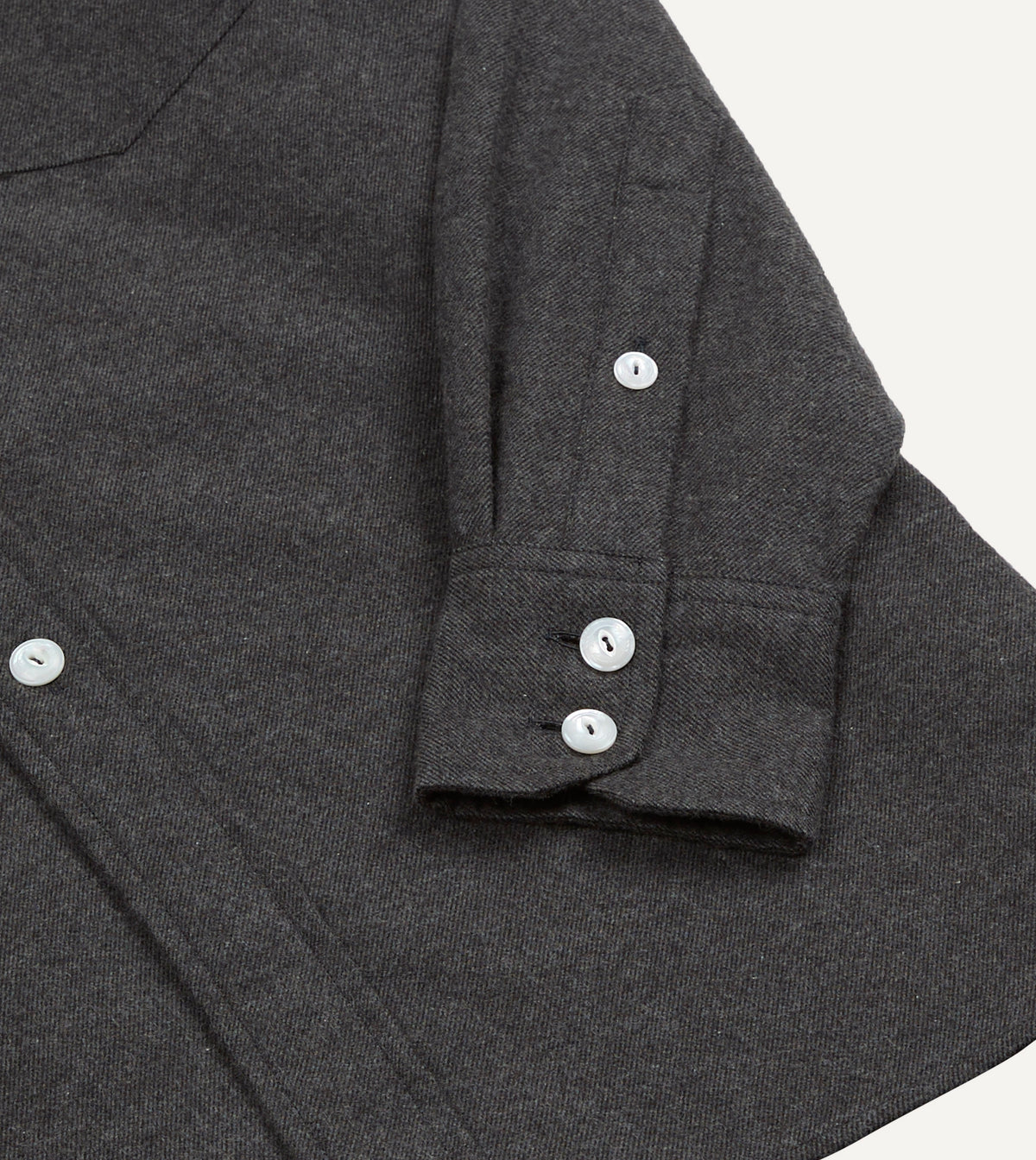 Grey Cotton Two-Pocket Long Point Collar Work Shirt