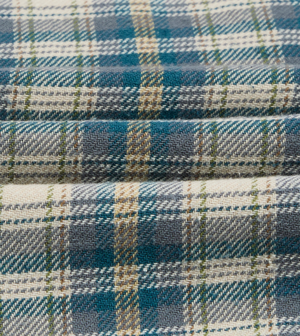 Light Blue Check Cotton Two-Pocket Long Point Collar Work Shirt