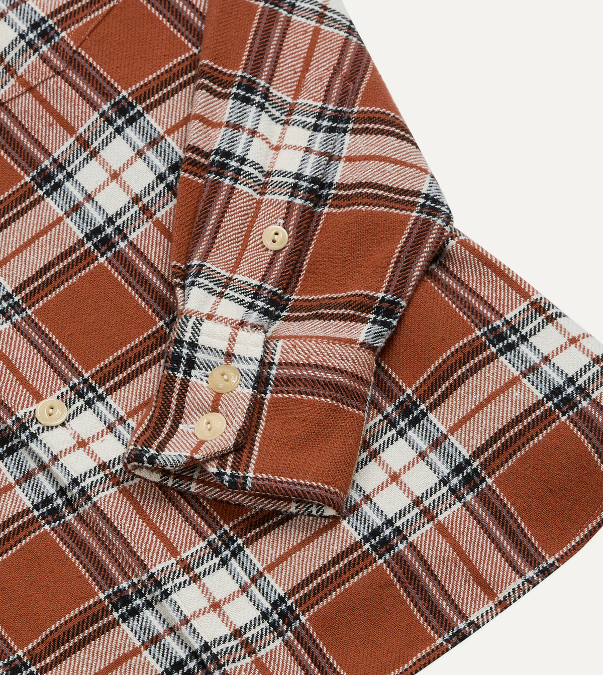 Rust Check Cotton Two-Pocket Long Point Collar Work Shirt
