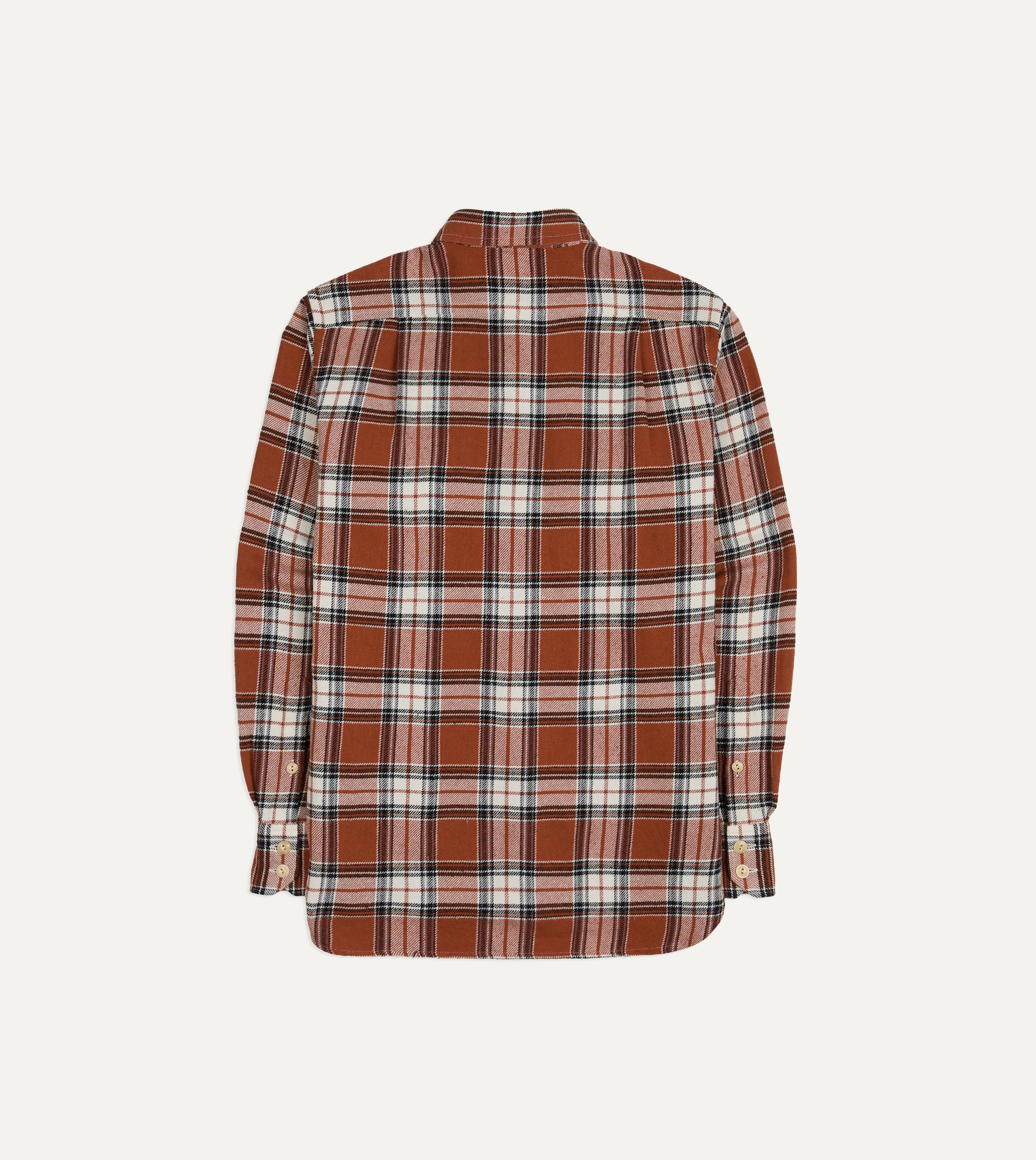 Rust Check Cotton Two-Pocket Long Point Collar Work Shirt