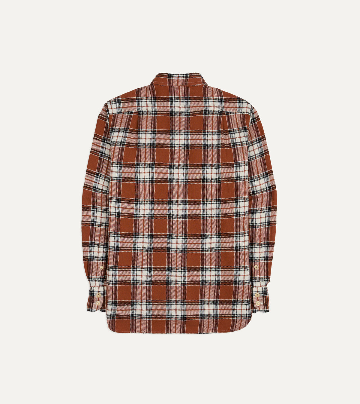 Rust Check Cotton Two-Pocket Long Point Collar Work Shirt