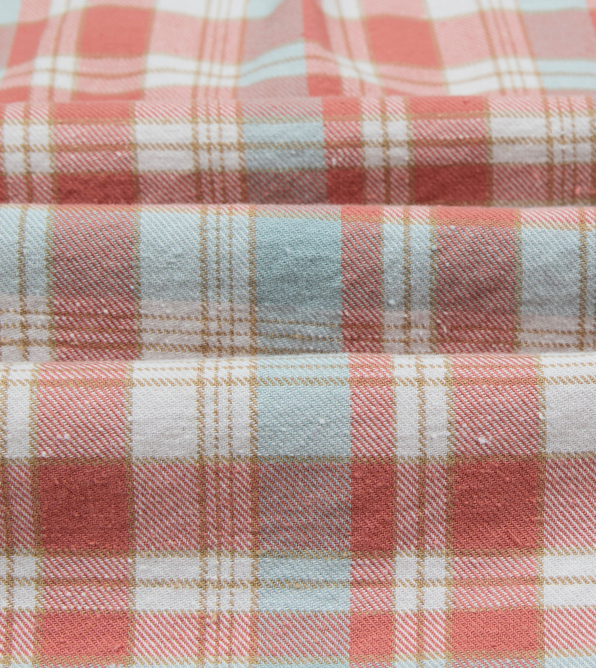 Pink and Blue Check Cotton Two-Pocket Long Point Collar Work Shirt