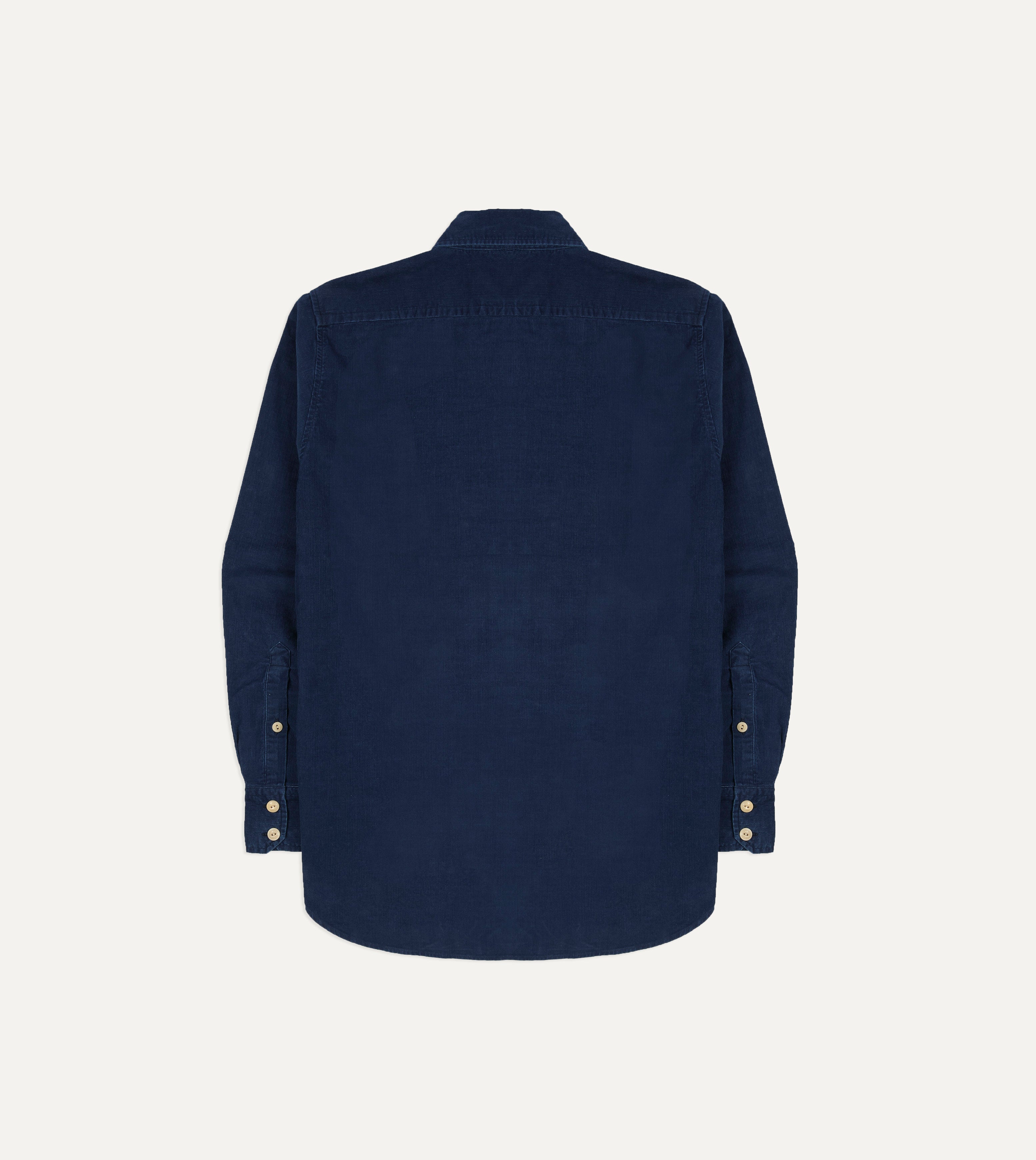 Navy Corduroy Two-Pocket Long Point Collar Work Shirt