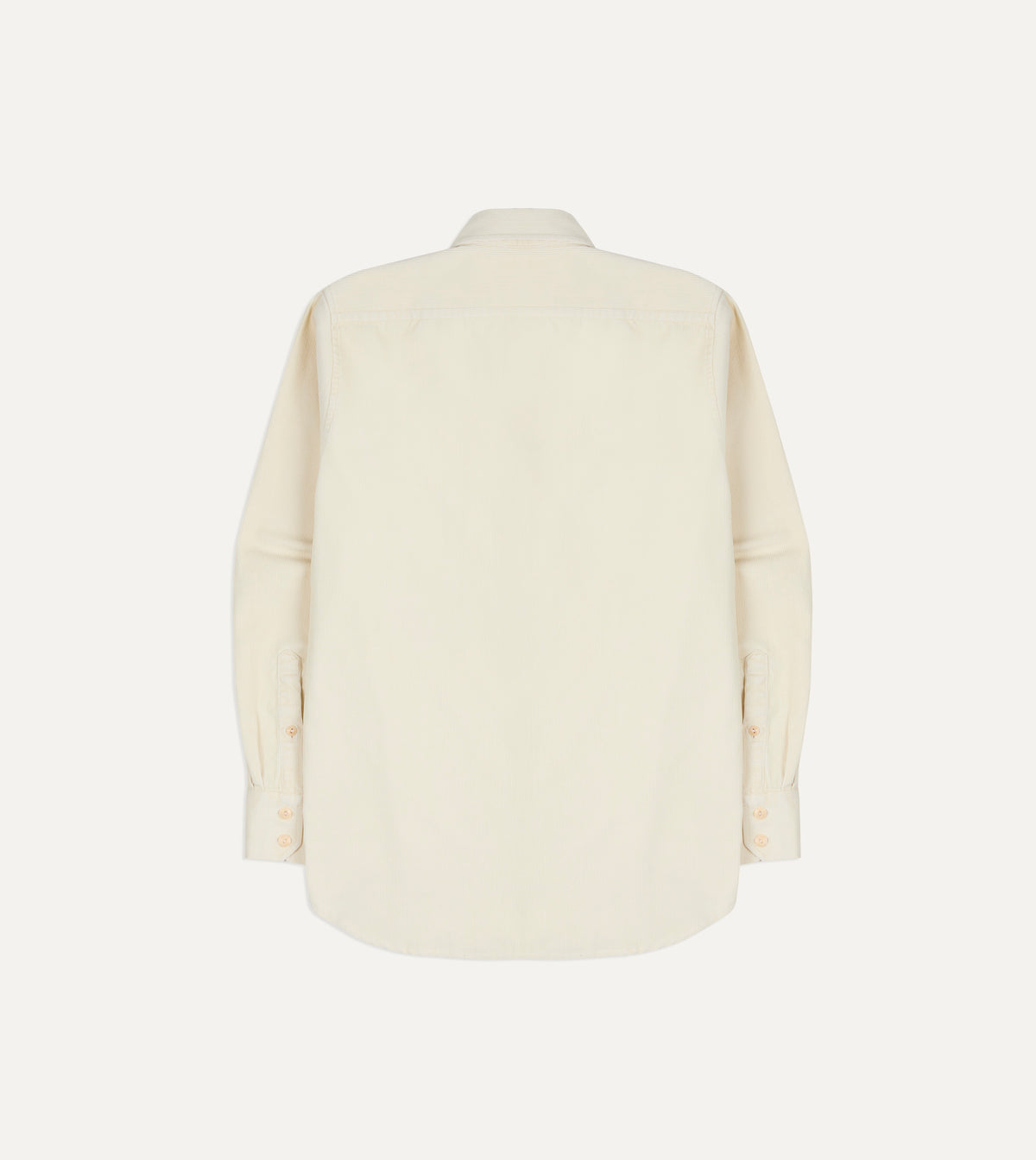 Ecru Corduroy Two-Pocket Long Point Collar Work Shirt