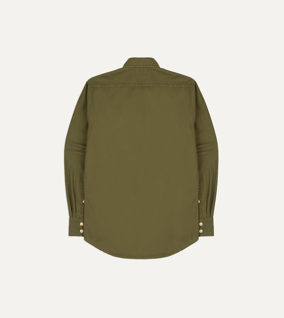 Olive Cotton Two-Pocket Long Point Collar Work Shirt