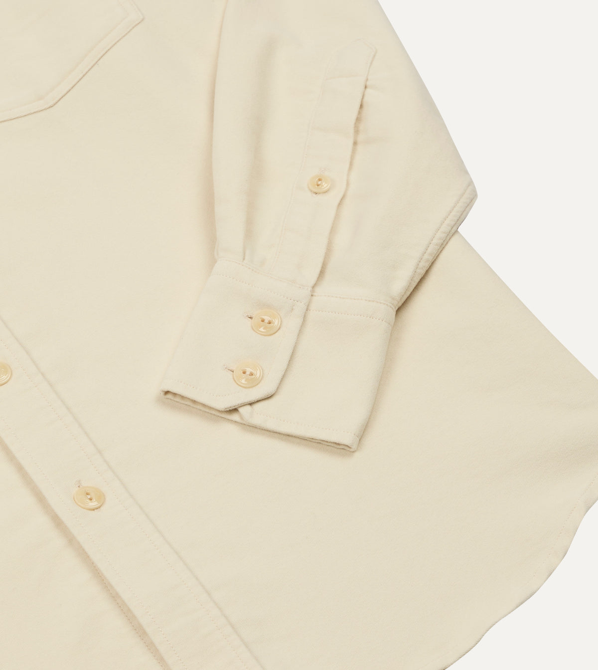 Ecru Moleskin Two-Pocket Long Point Collar Work Shirt