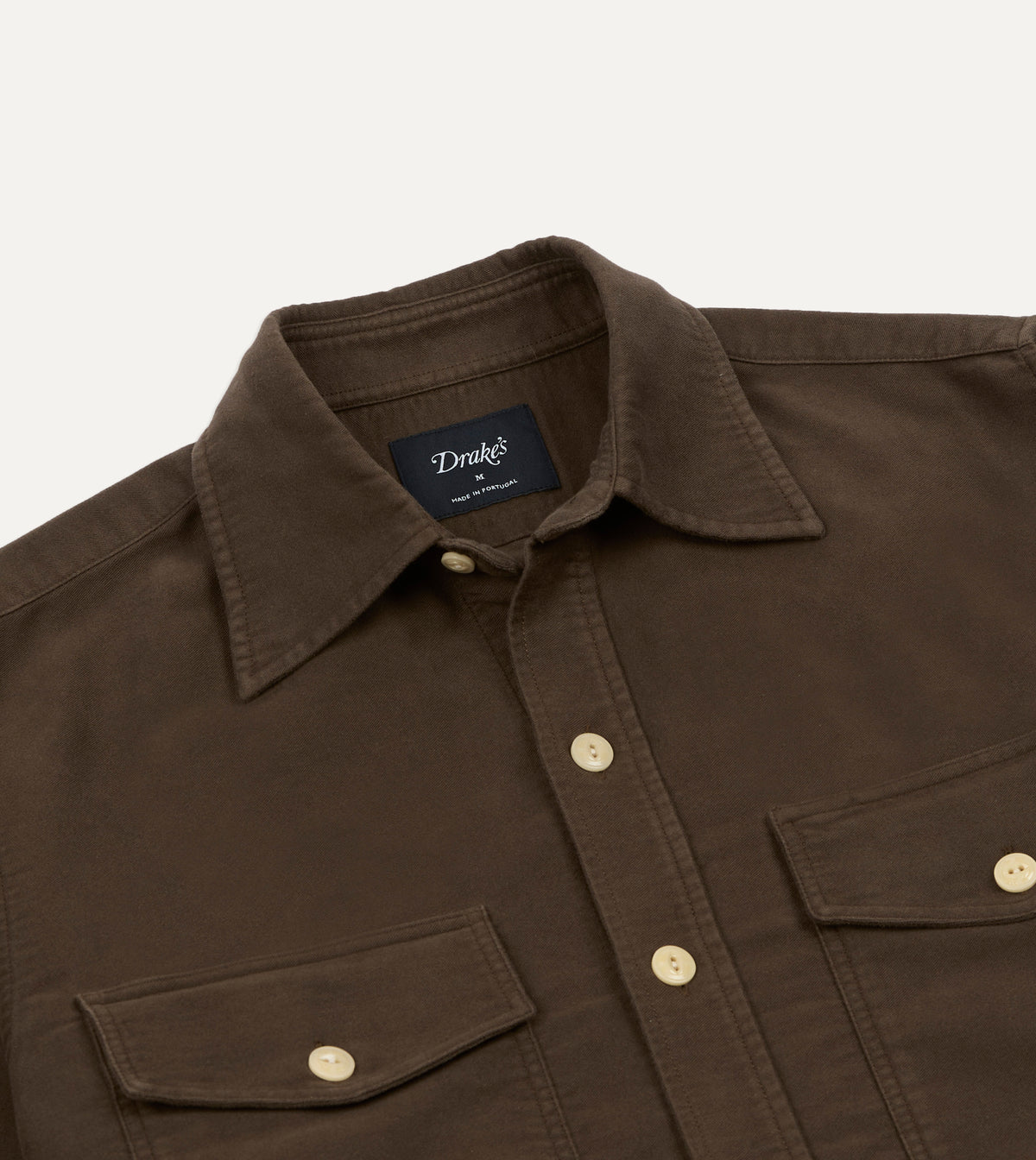 Brown Moleskin Two-Pocket Long Point Collar Work Shirt