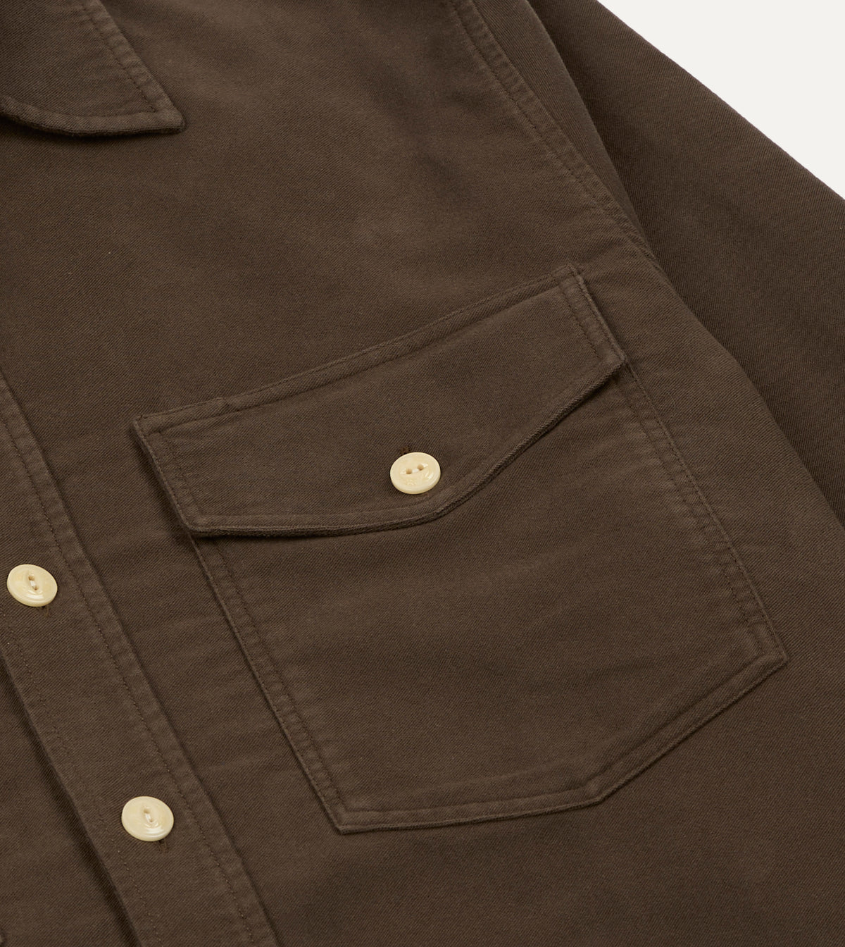 Brown Moleskin Two-Pocket Long Point Collar Work Shirt