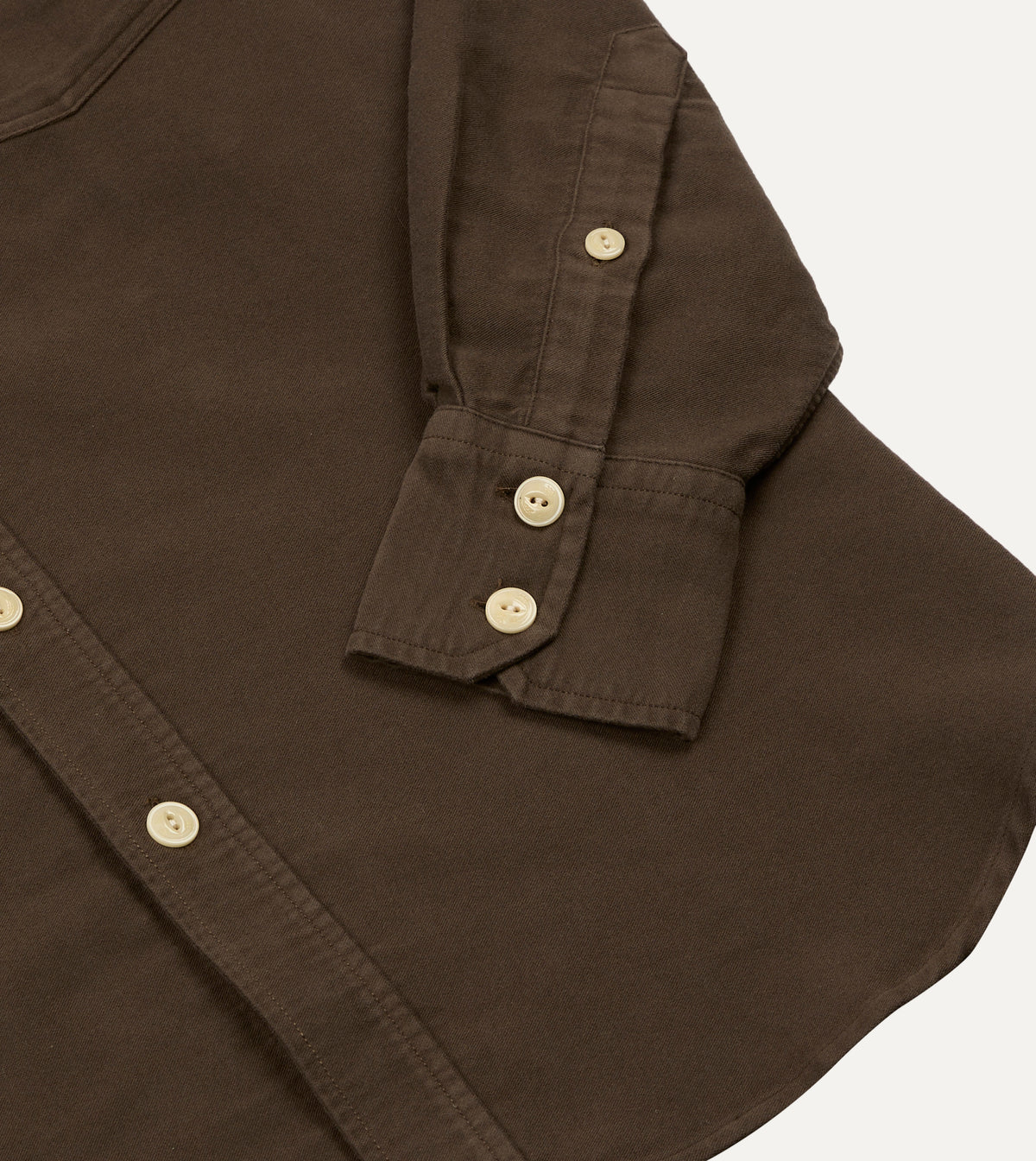 Brown Moleskin Two-Pocket Long Point Collar Work Shirt