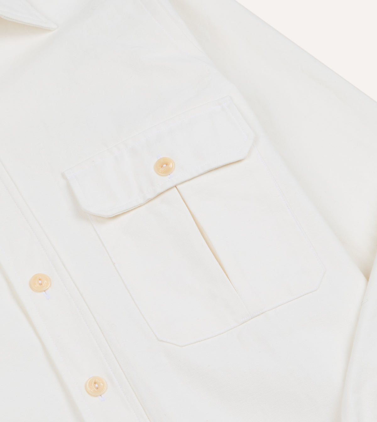 White Selvedge Denim Long Point Collar Work Shirt