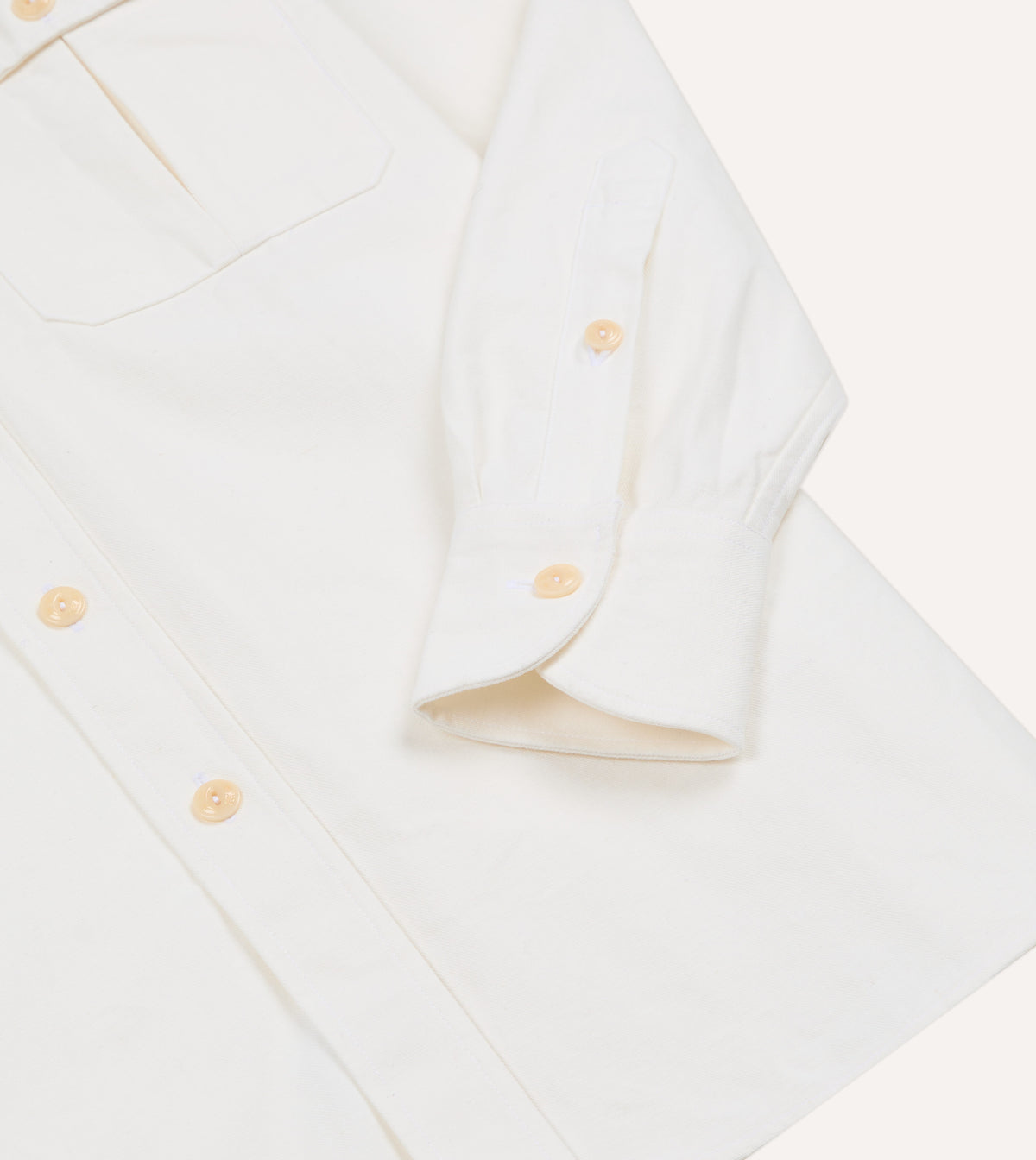 White Selvedge Denim Long Point Collar Work Shirt