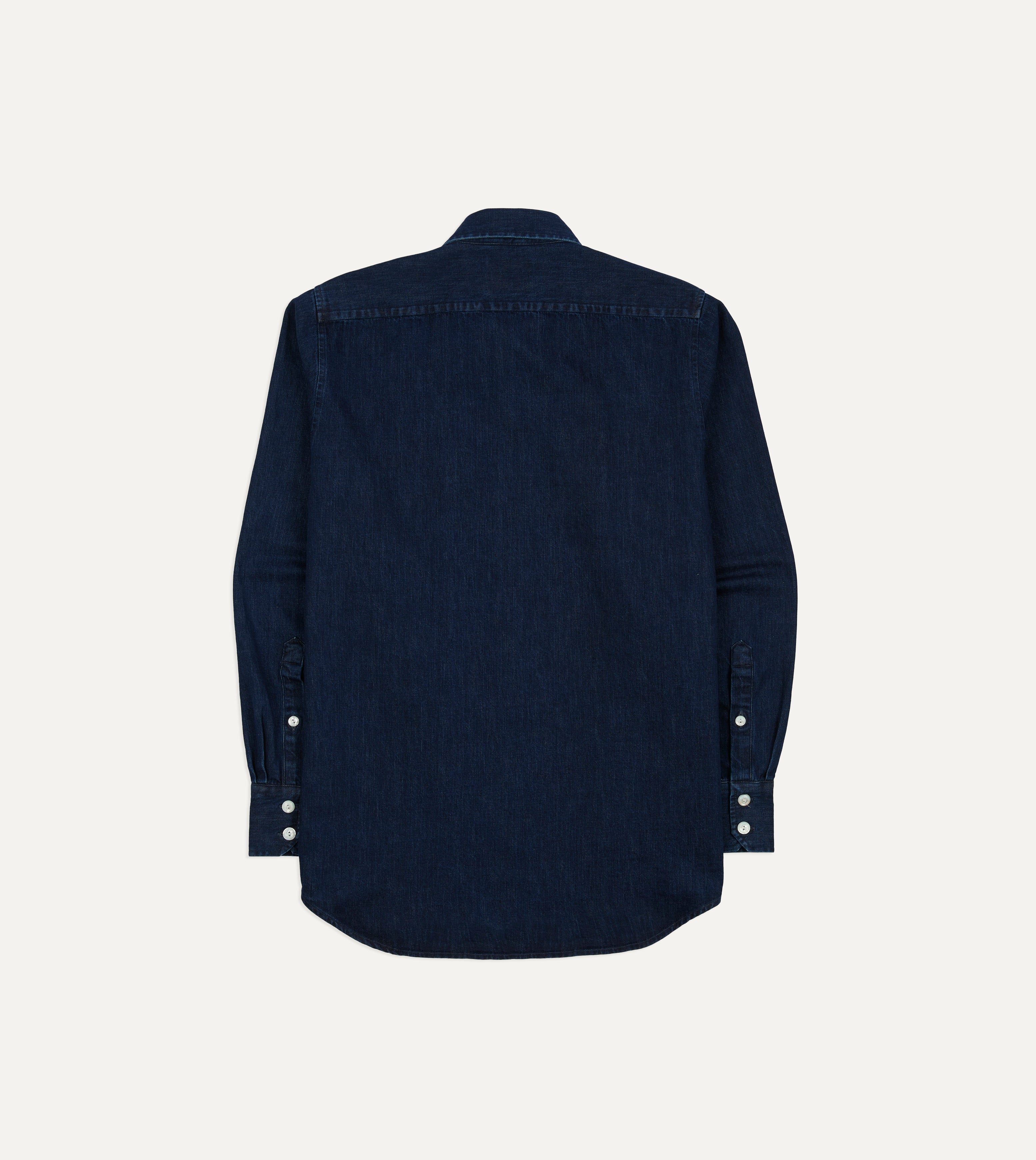 Indigo Denim Two-Pocket Long Point Collar Shirt