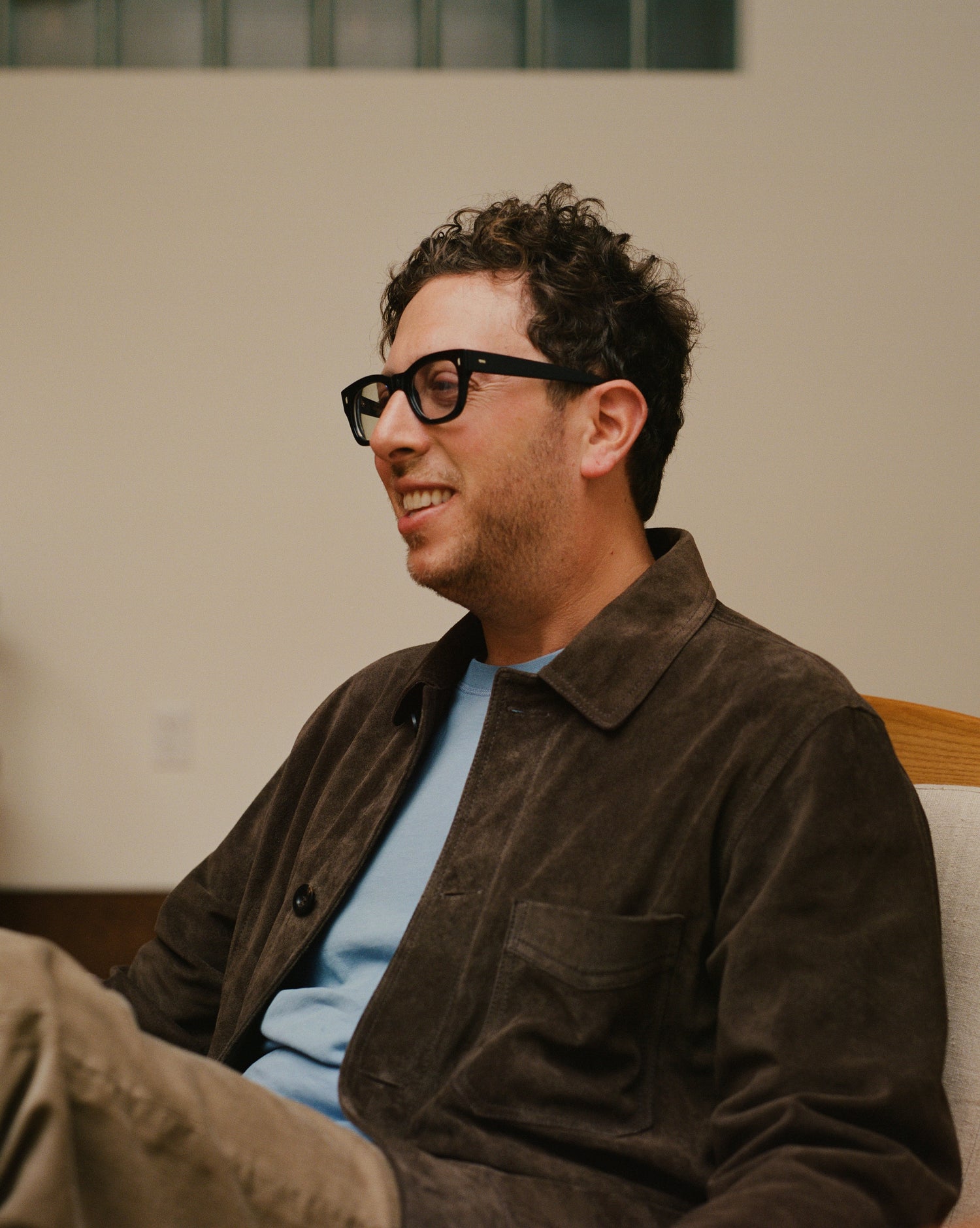 Light Indigo Cotton Crew Neck Hiking T-Shirt