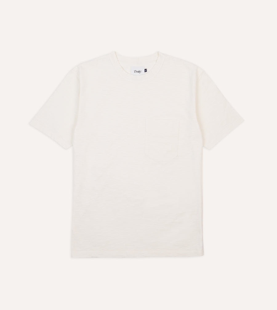 Antique White Flamé Cotton Crew Neck Hiking T-Shirt