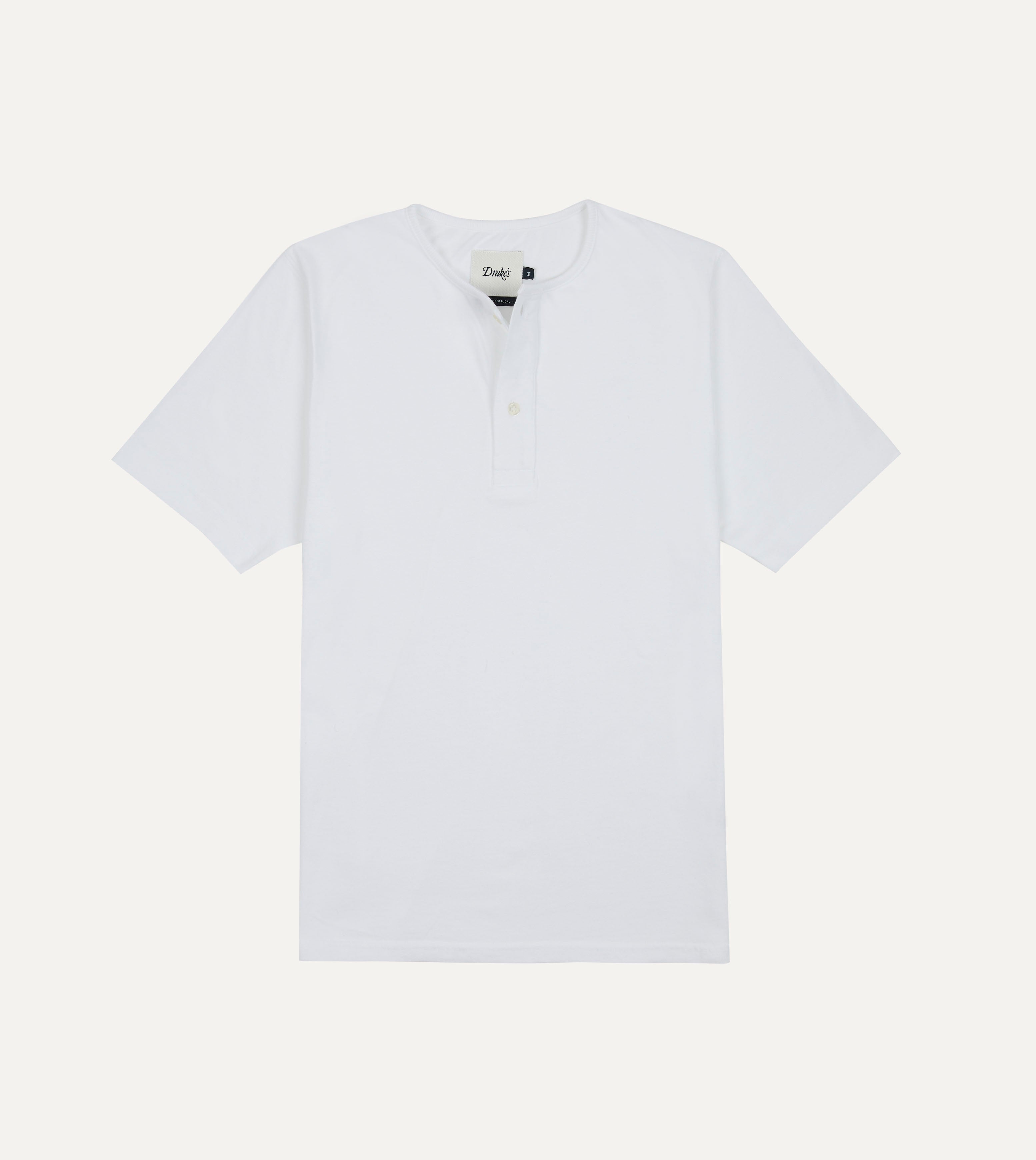 White Cotton Two-Button Henley T-Shirt
