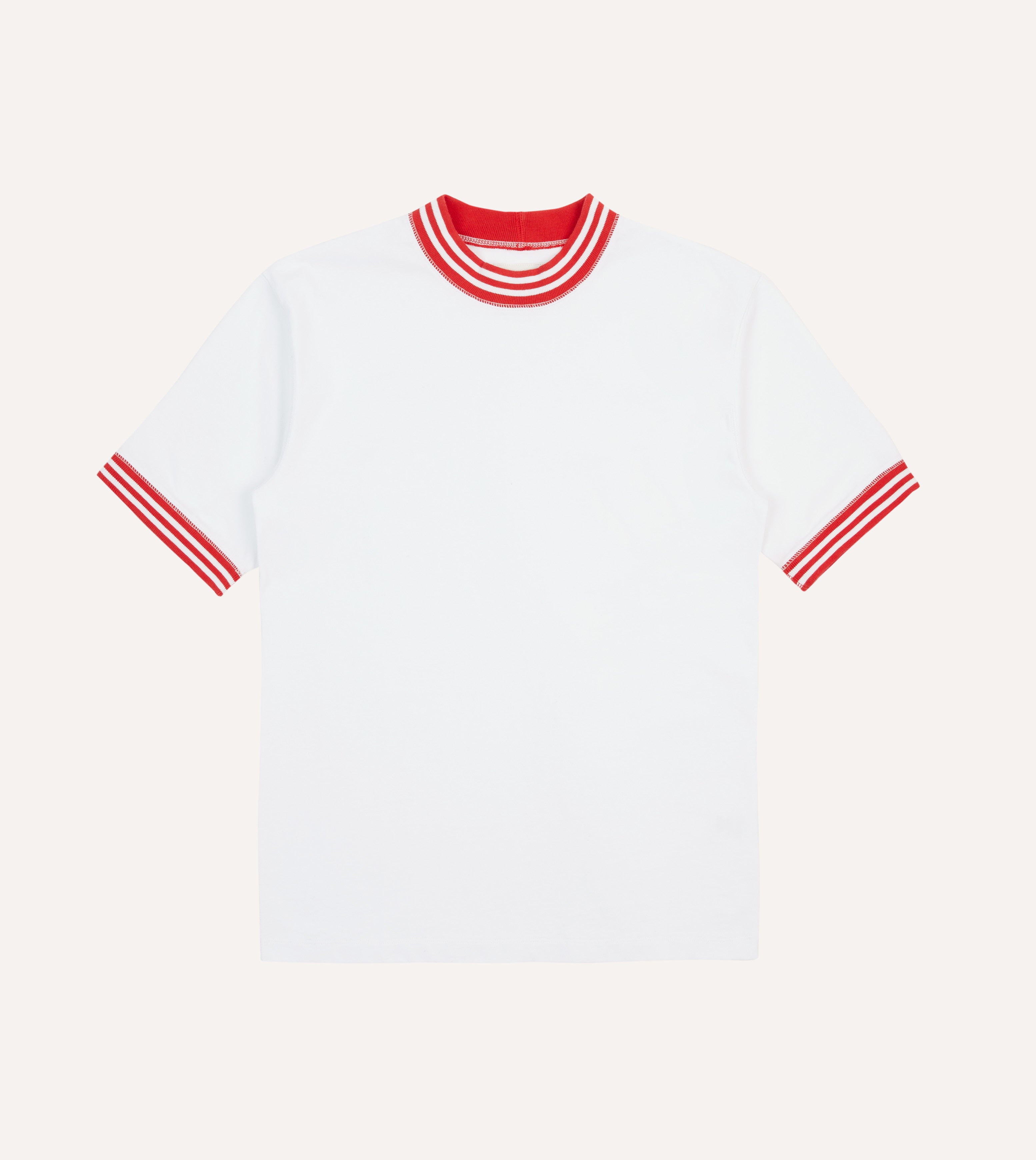 White and Red Tipped Ringer T-Shirt