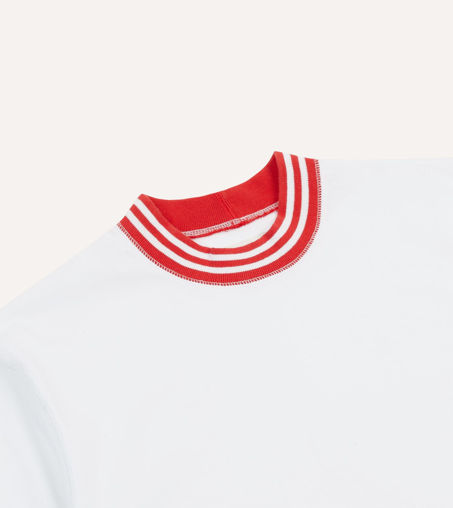 White and Red Tipped Ringer T-Shirt