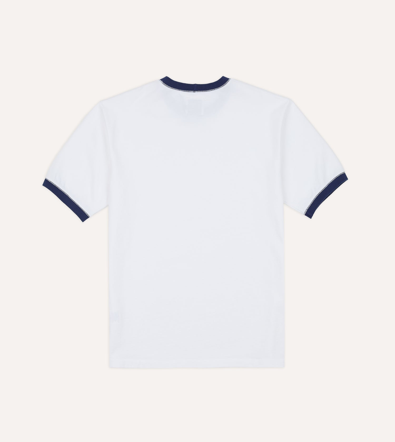 White and Navy Tipped Ringer T-Shirt