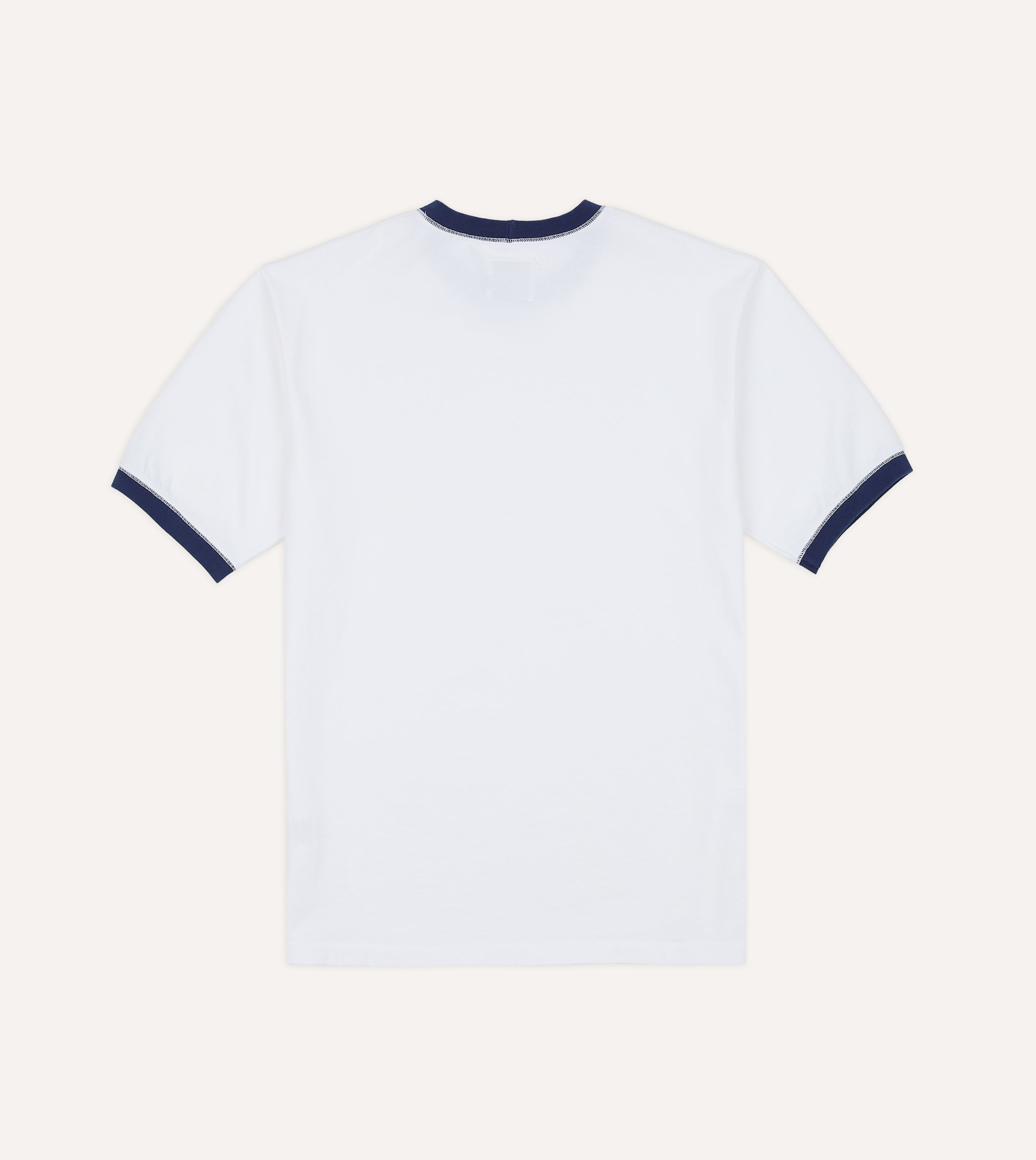 White and Navy Tipped Ringer T-Shirt