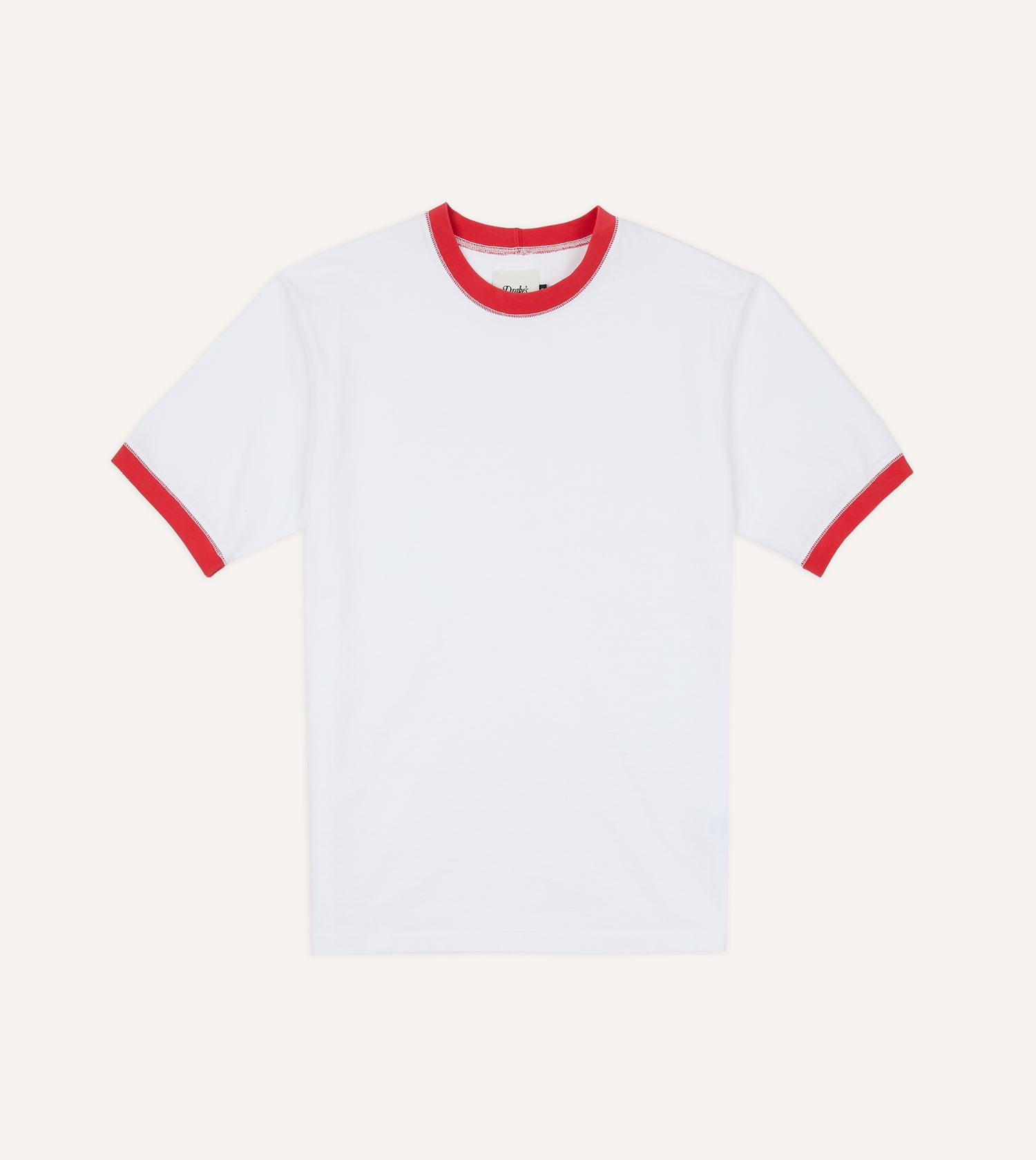 White and Red Tipped Ringer T-Shirt