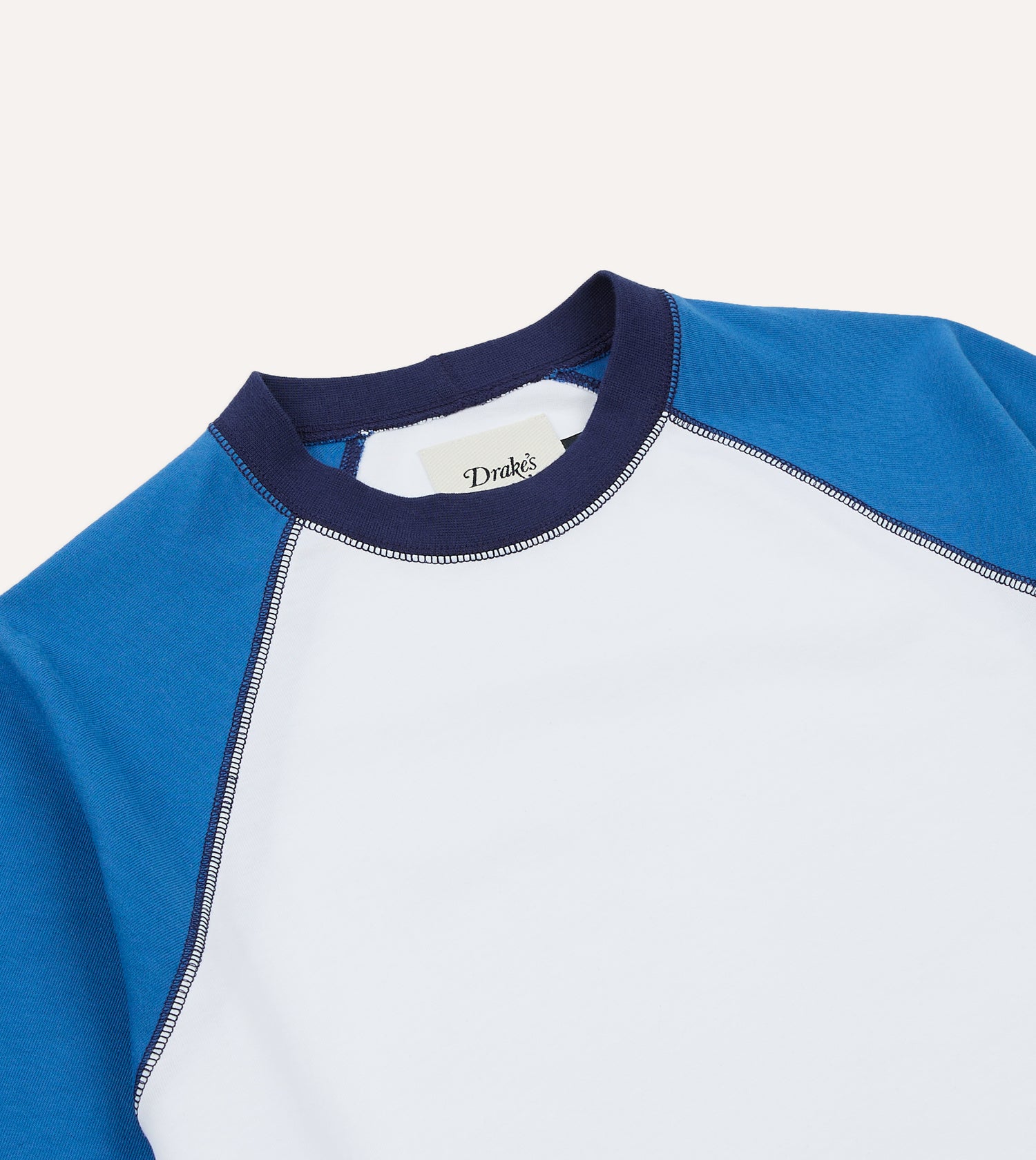 White and Blue Raglan Sleeve Hiking T-Shirt