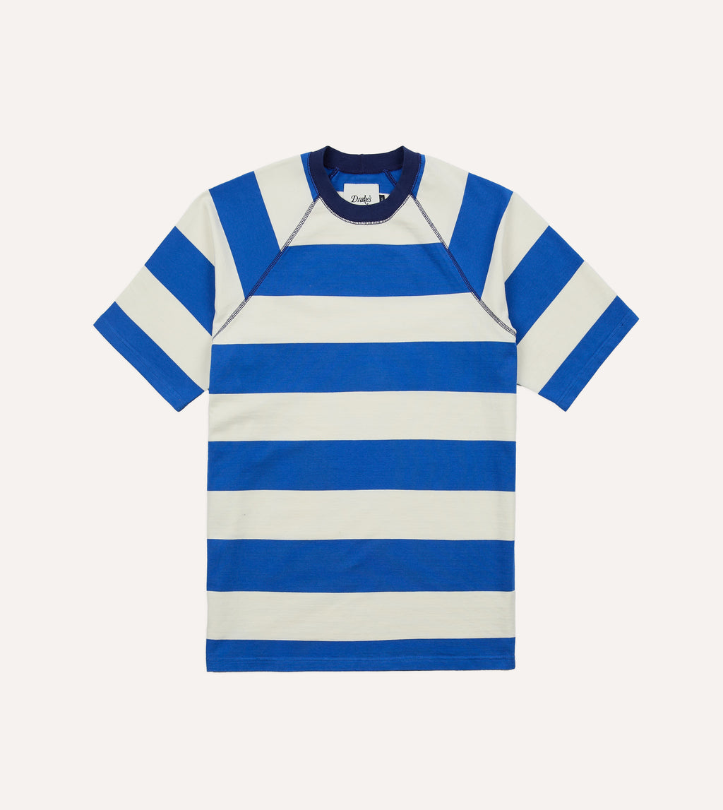 Blue and White Stripe Raglan Sleeve Hiking T-Shirt – Drakes US