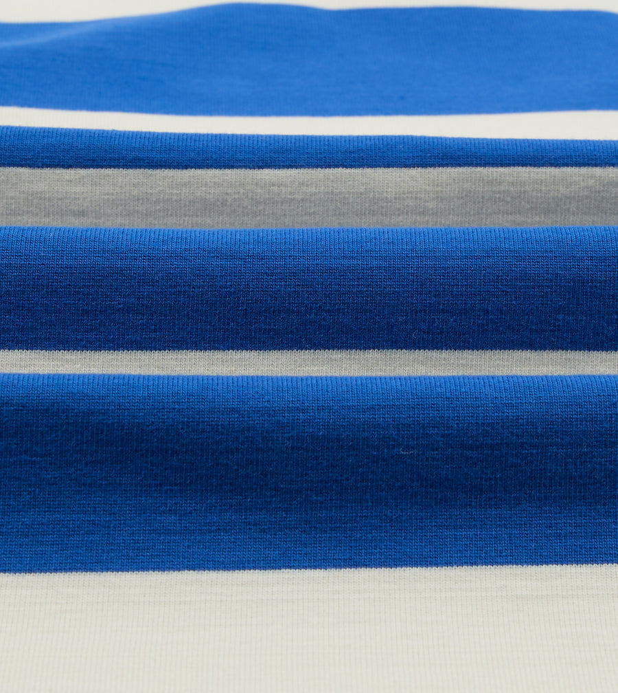 Blue and White Stripe Raglan Sleeve Hiking T-Shirt