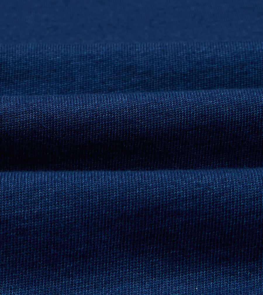 Indigo Dyed Cotton Crew Neck Hiking T-Shirt