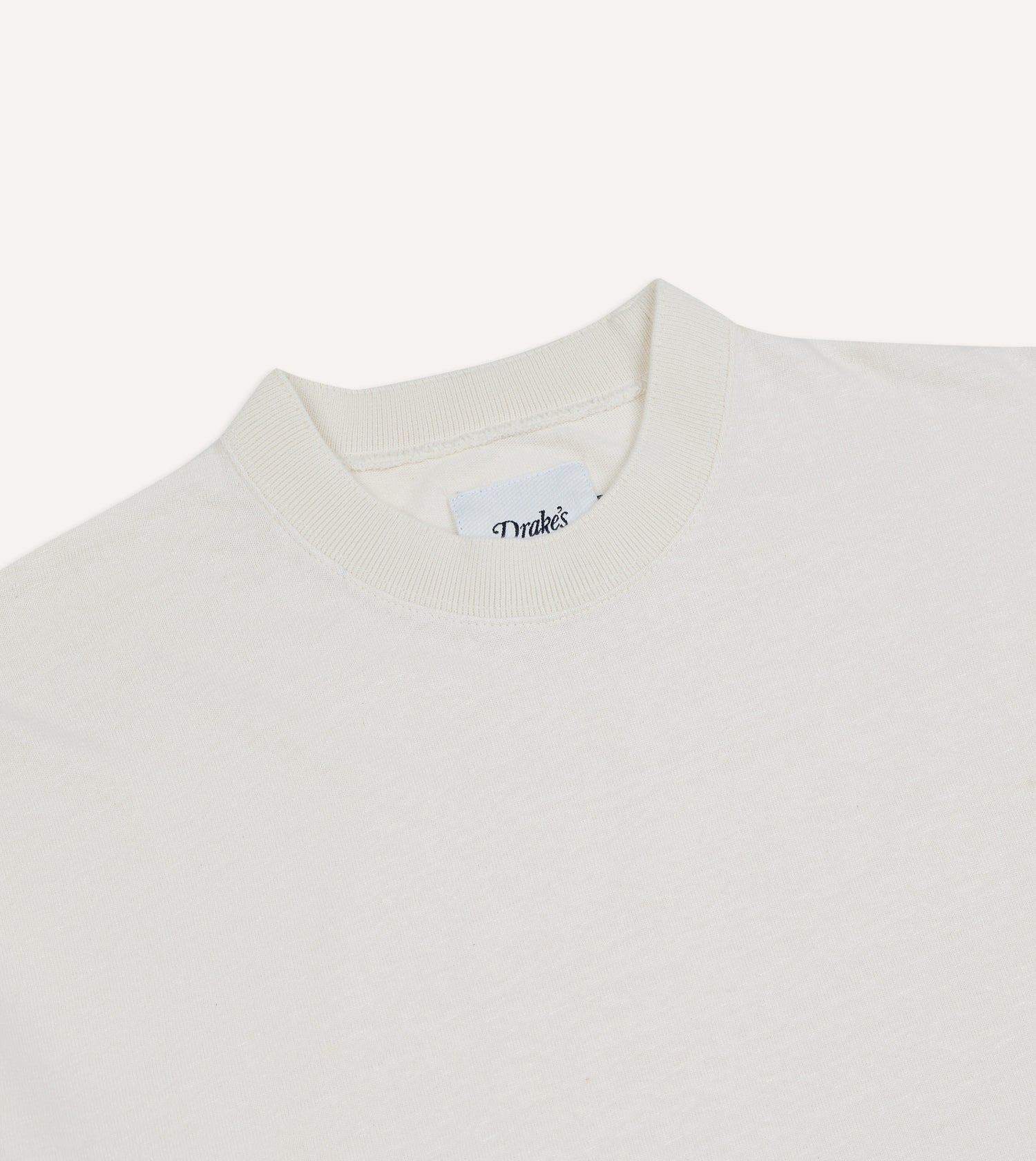 Ecru Cotton-Linen Crew Neck Hiking T-Shirt