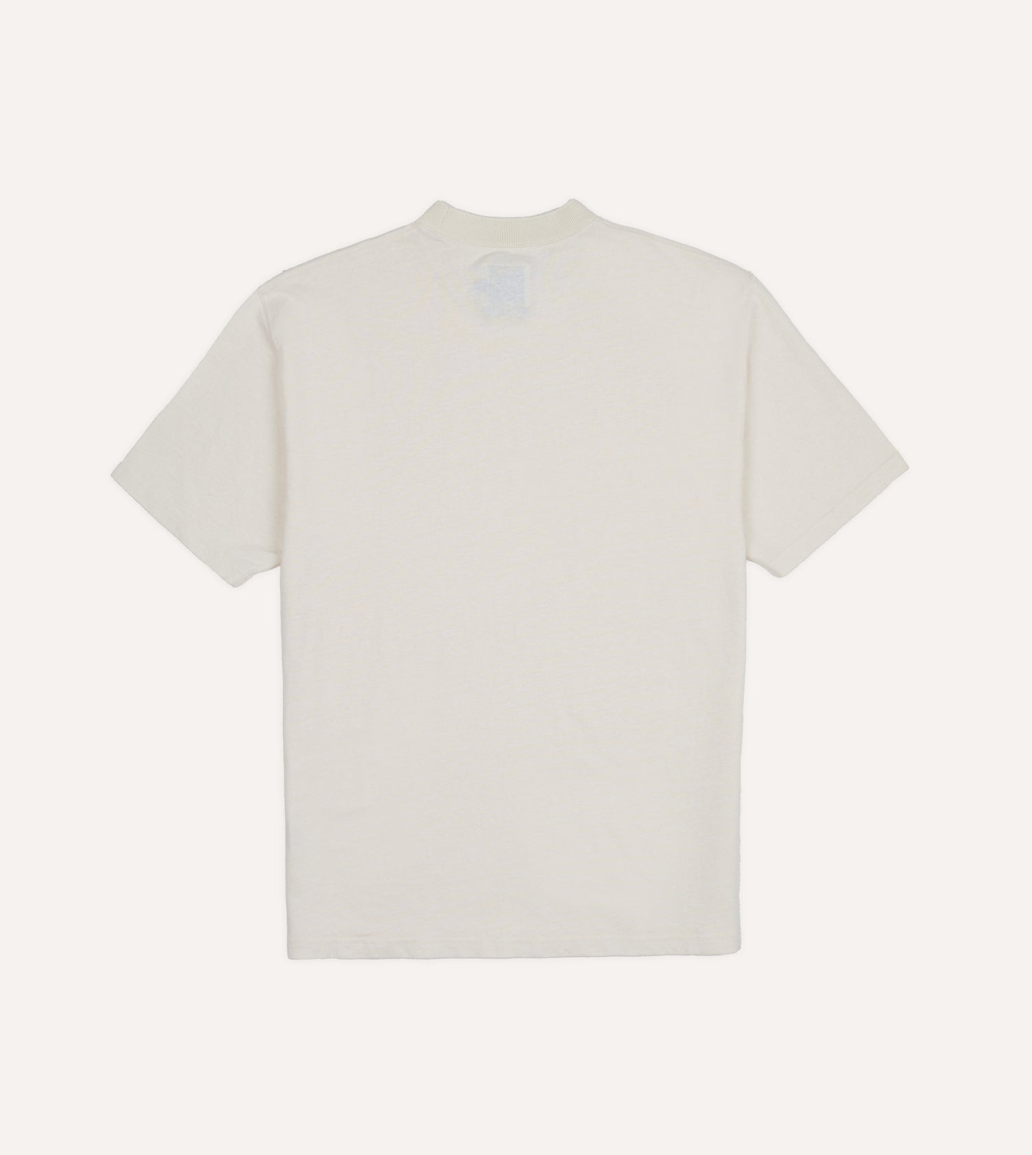 Ecru Cotton-Linen Crew Neck Hiking T-Shirt