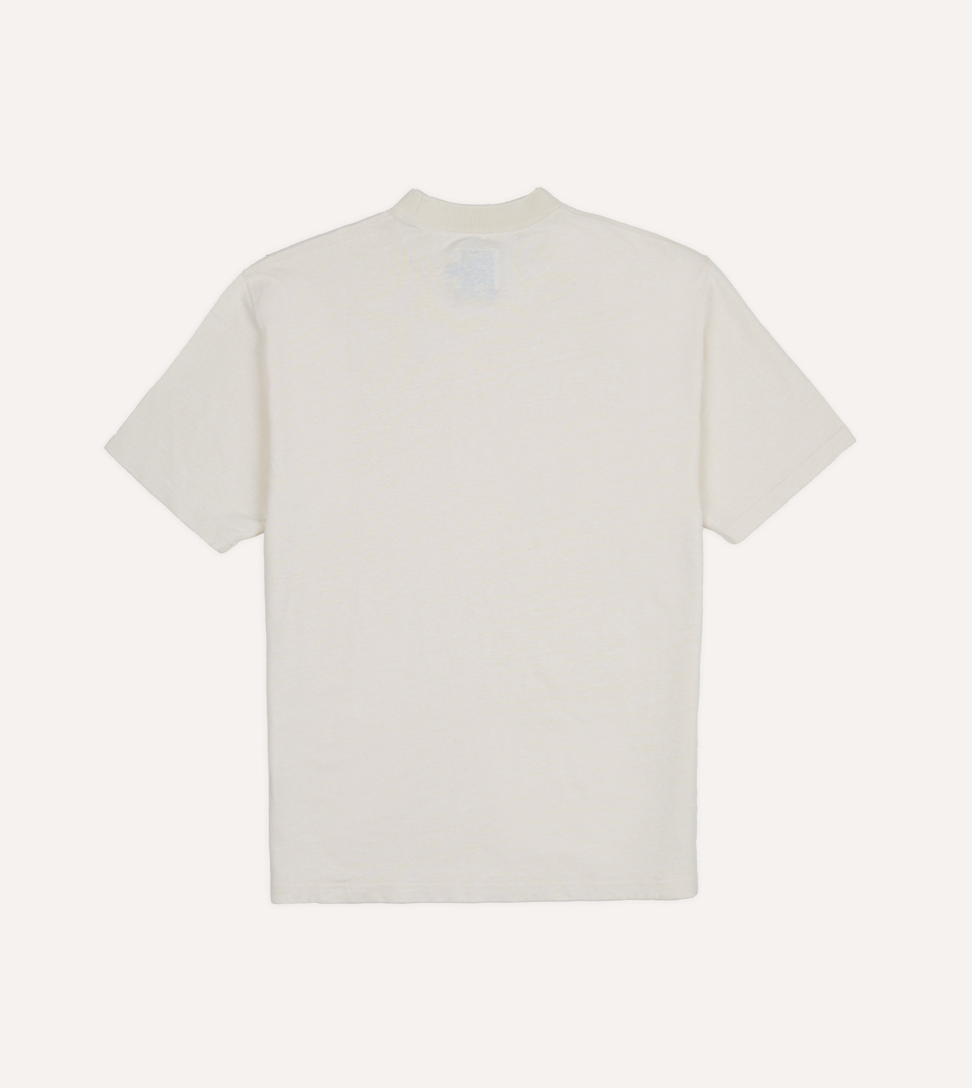 Ecru Cotton-Linen Crew Neck Hiking T-Shirt