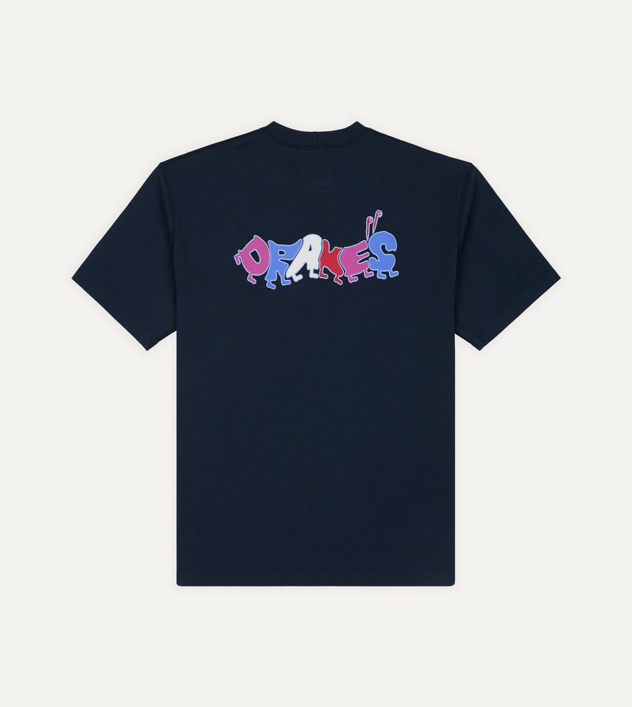 Navy 'Caterpillar' Print Short-Sleeve Hiking T-Shirt
