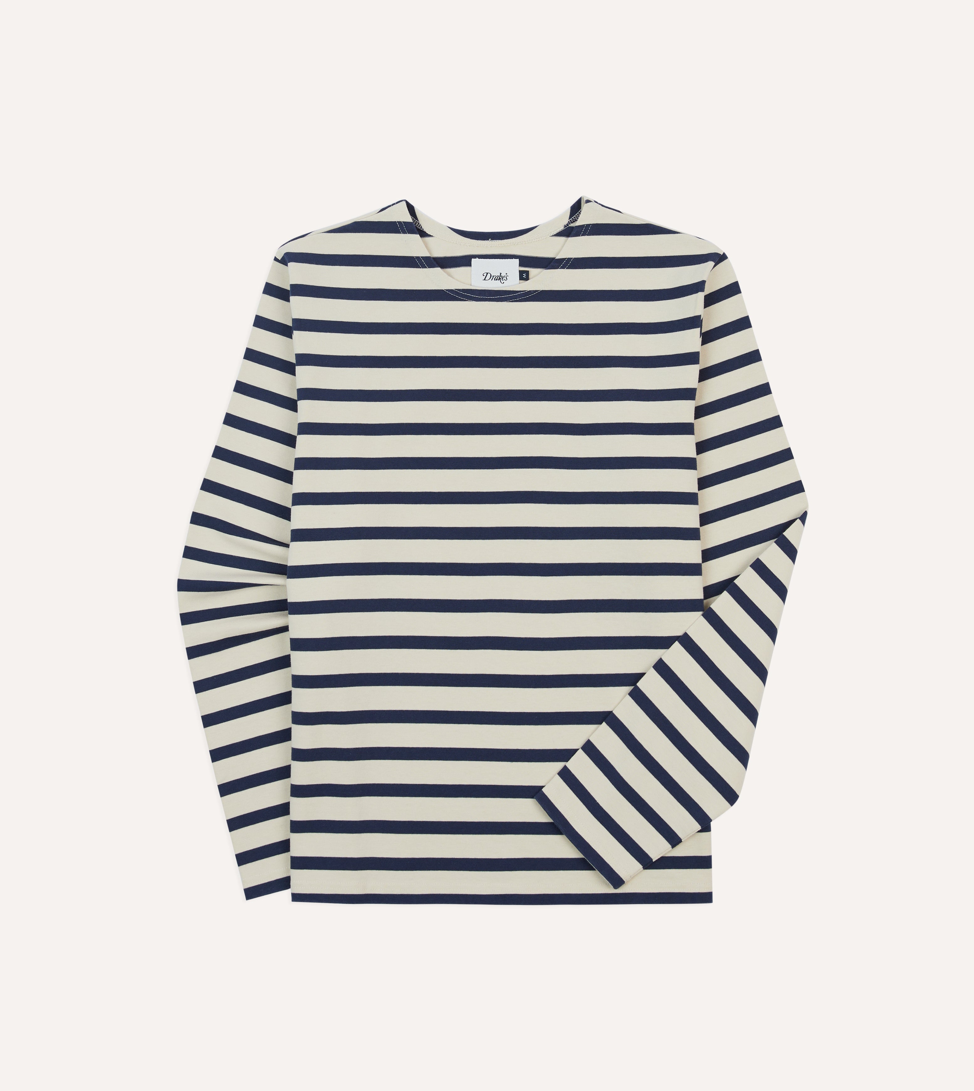 Ecru and Navy Breton Long Sleeve T-Shirt