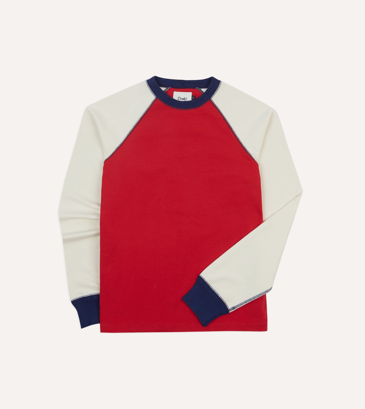 Red and Ecru Long Sleeve Raglan T-Shirt