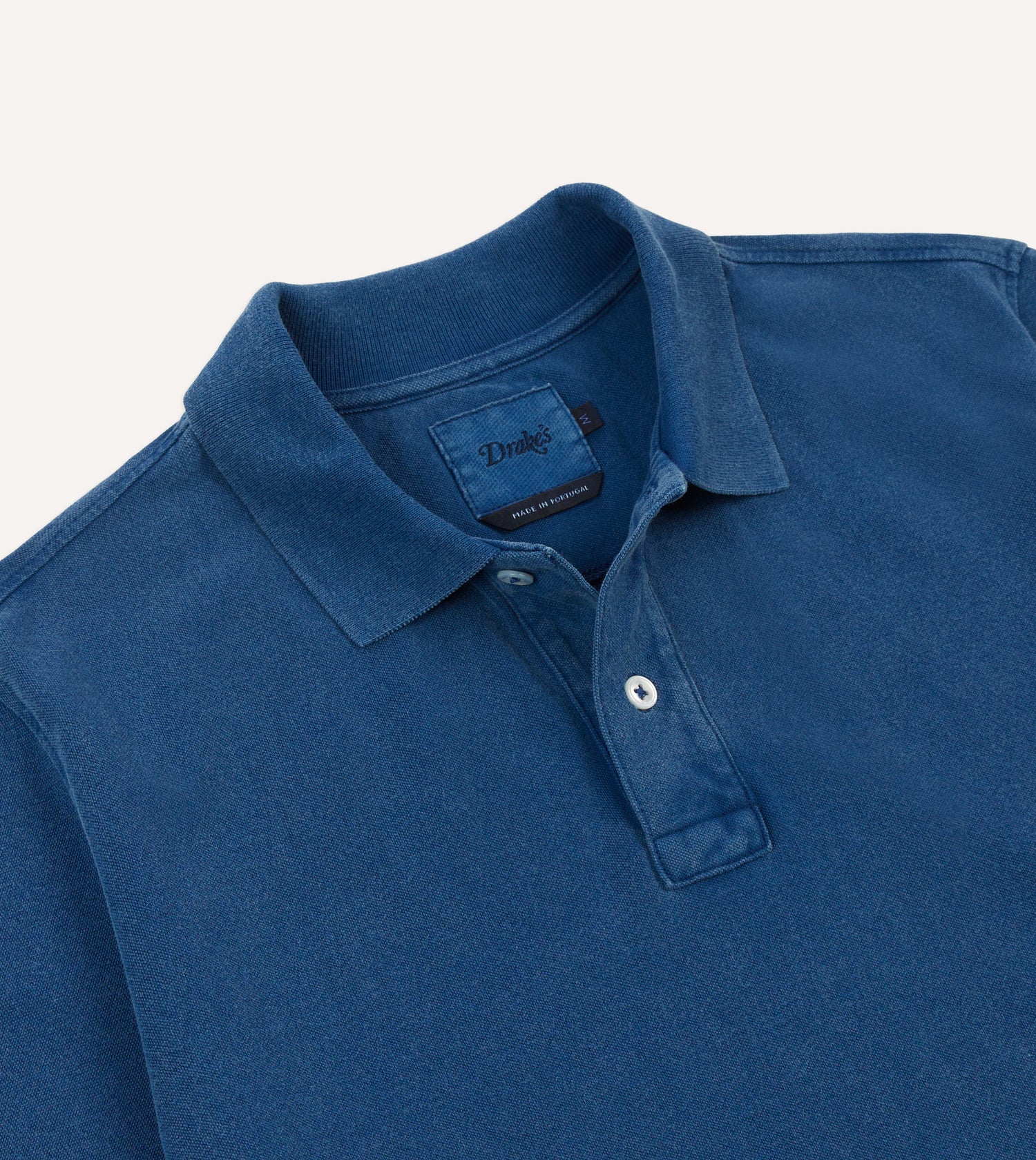 Washed Indigo Piqué Cotton Polo Shirt