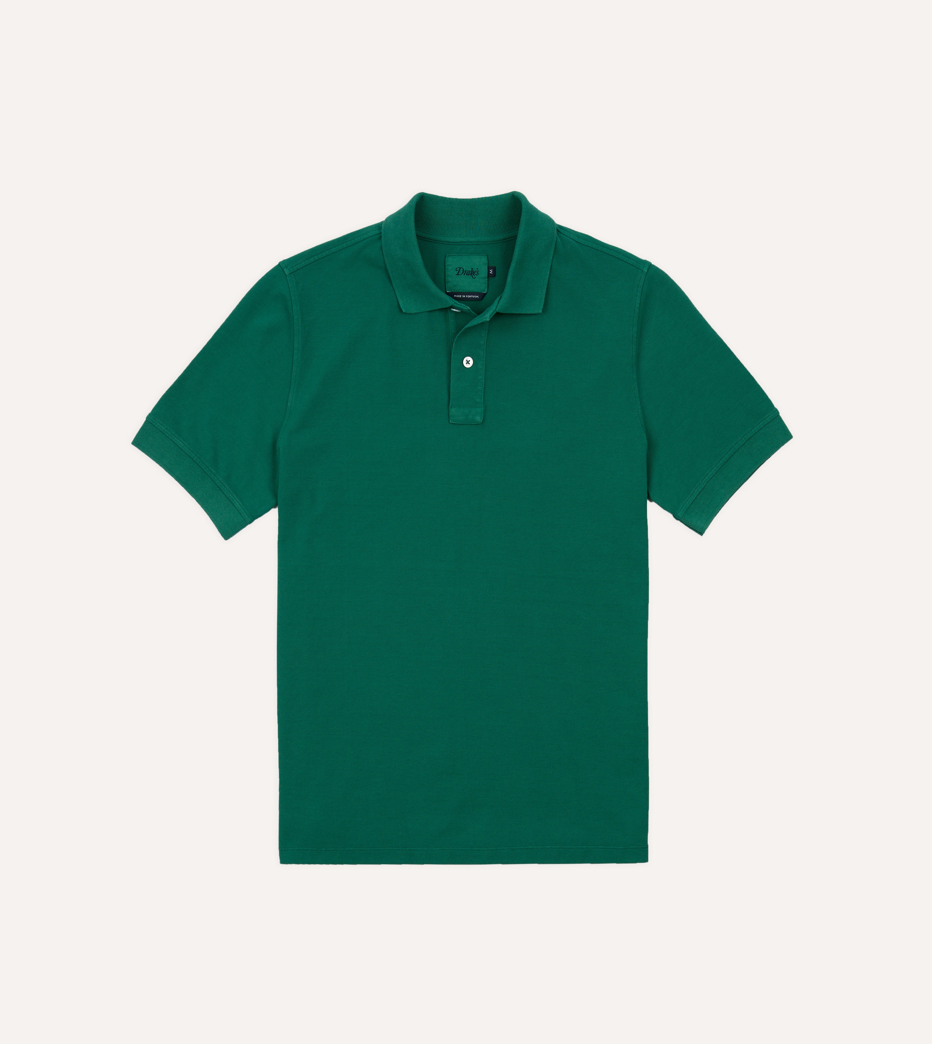 Green Piqué Cotton Polo Shirt – Drakes US