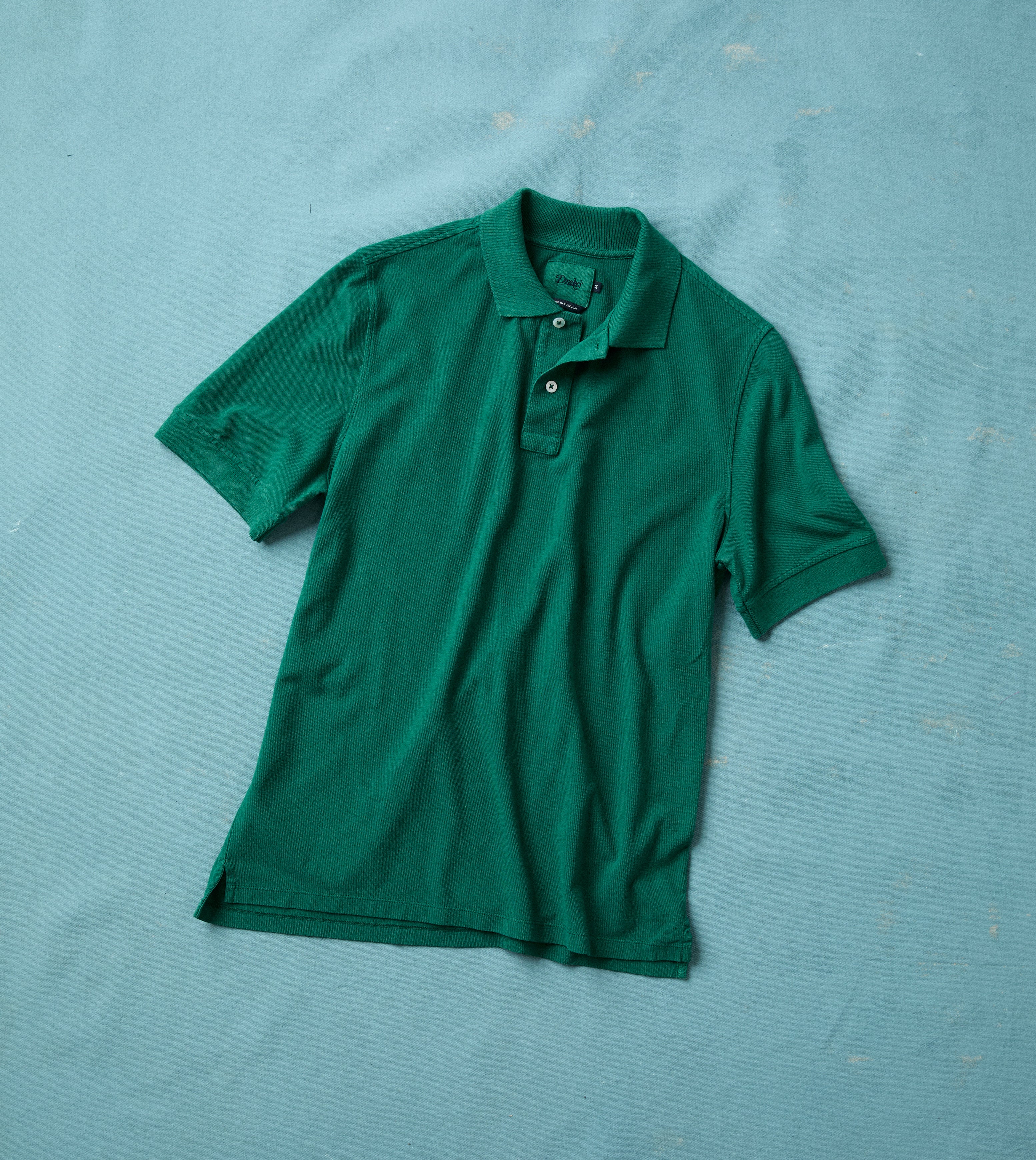 Green Piqué Cotton Polo Shirt – Drakes US