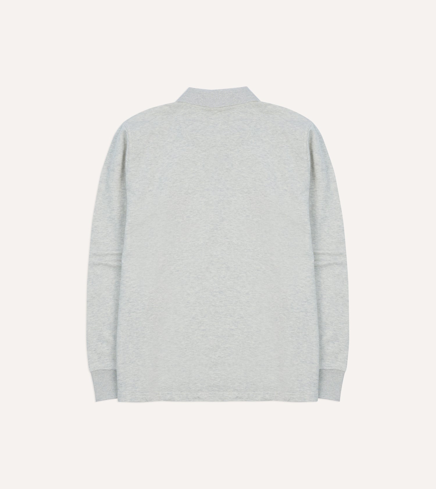 Grey Melange Jersey Cotton Long-Sleeve Polo Shirt