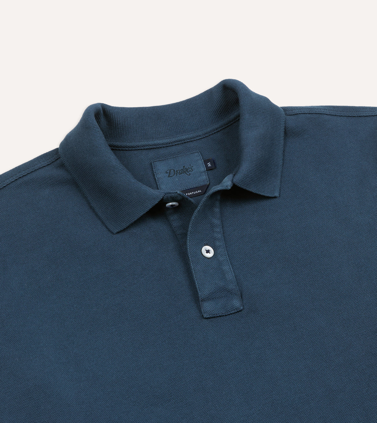 Indigo Dyed Cotton Jersey Long-Sleeve Polo Shirt