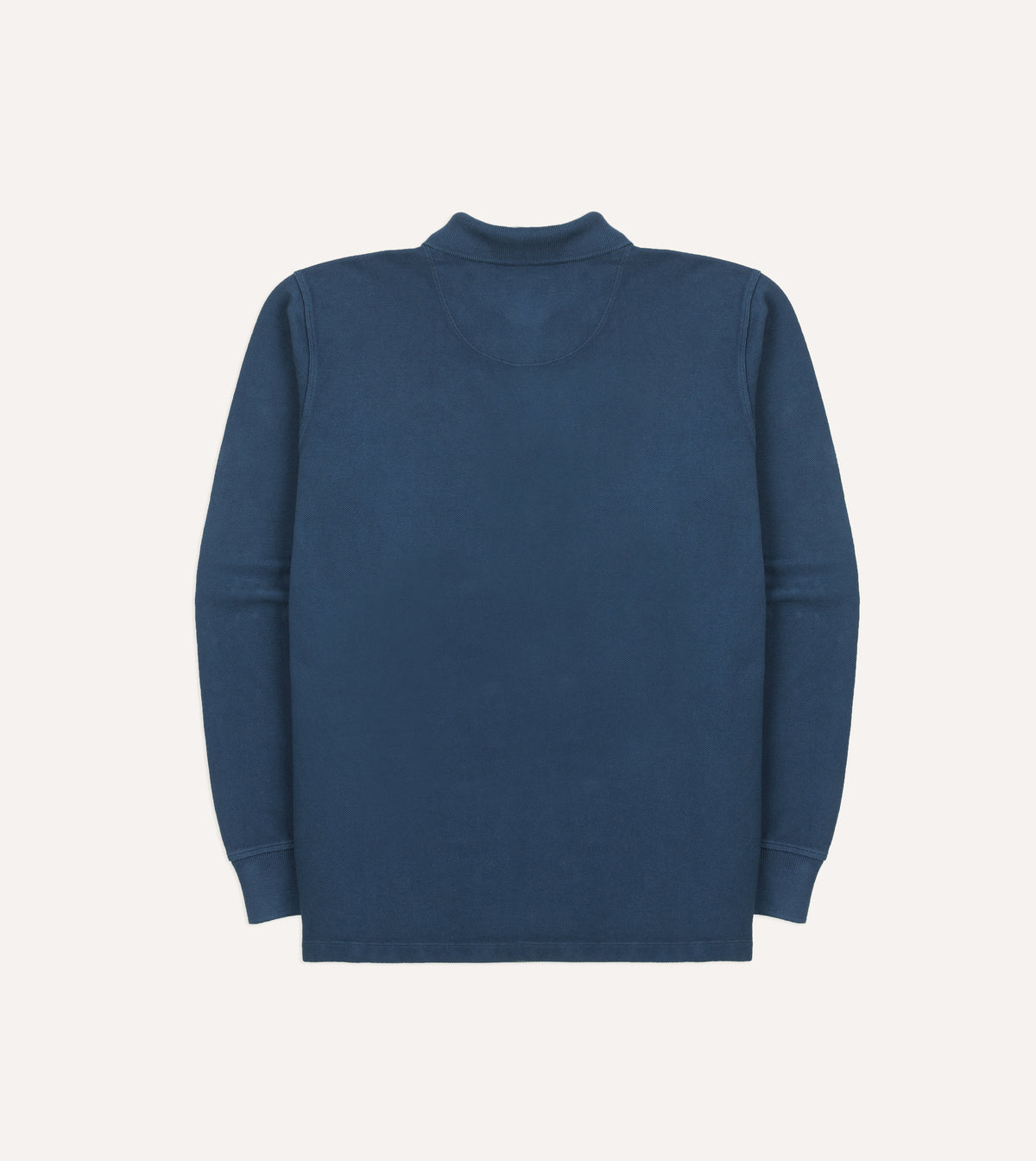 Indigo Dyed Cotton Jersey Long-Sleeve Polo Shirt