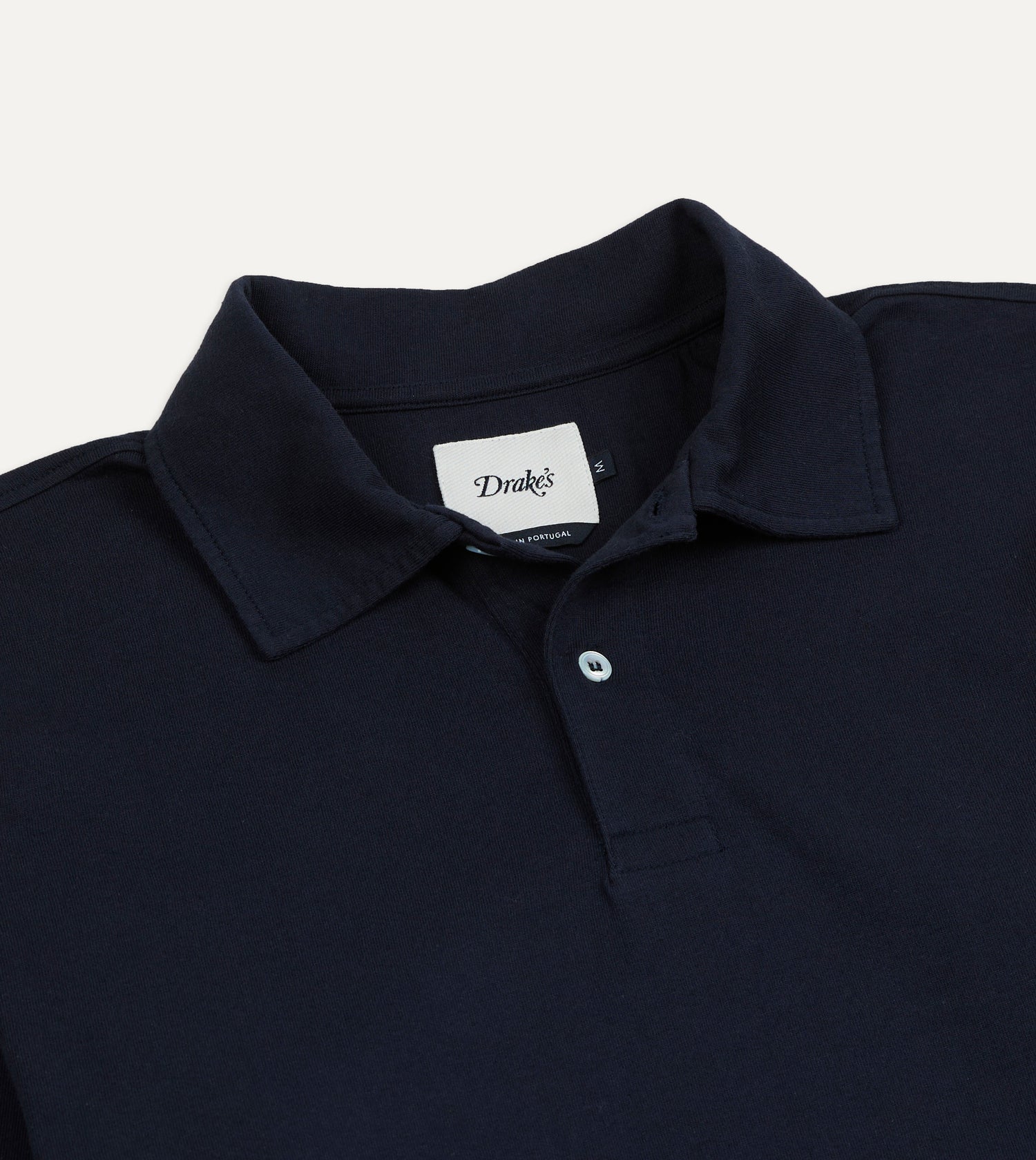 Navy Cotton Jersey Long-Sleeve Polo Shirt