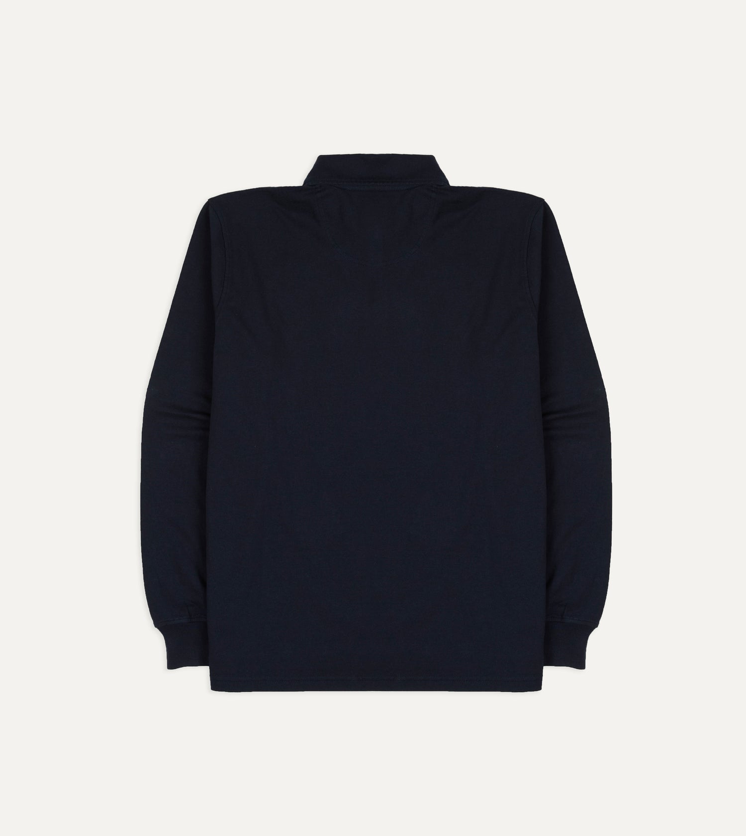 Navy Cotton Jersey Long-Sleeve Polo Shirt